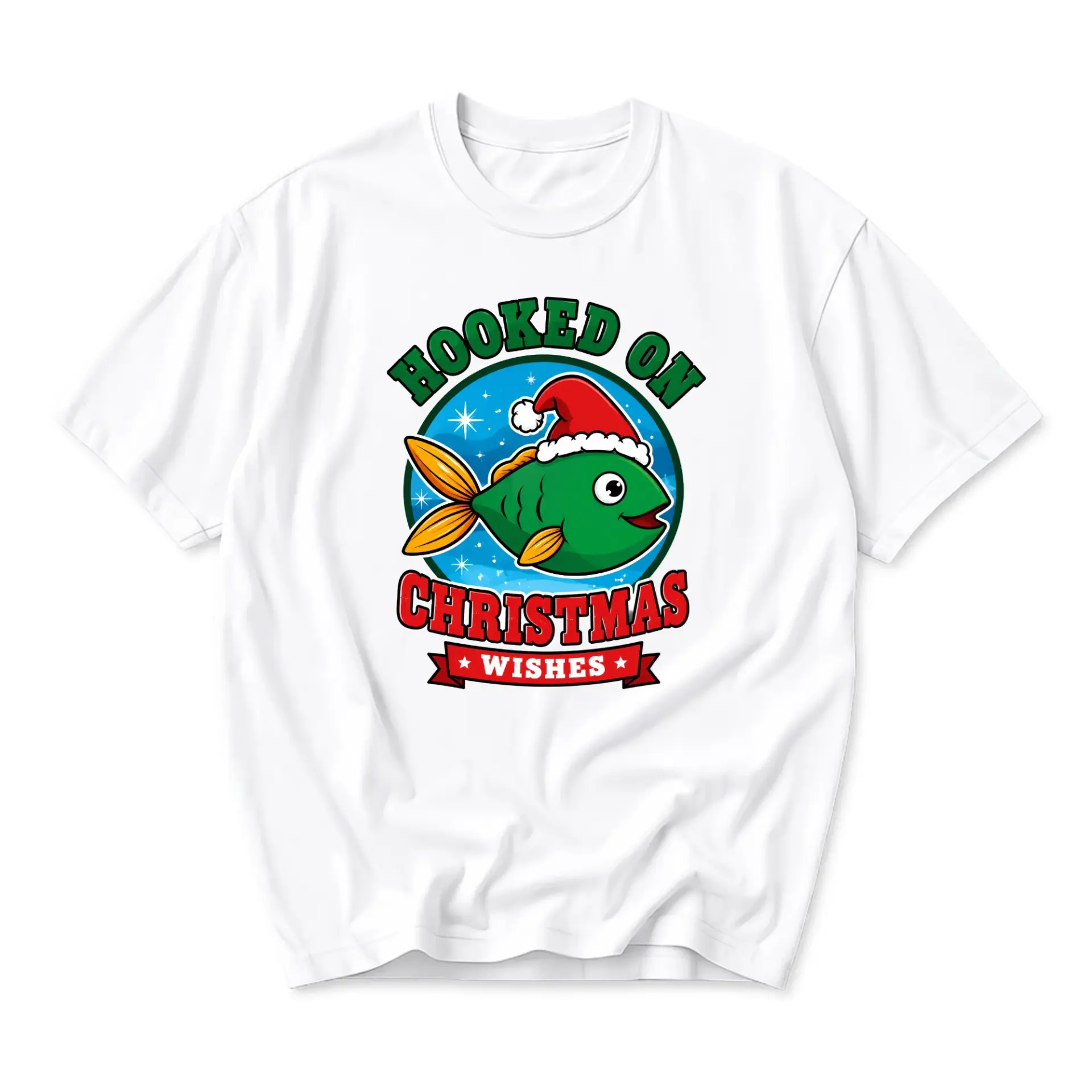 Funny Shirt on Christmas Wishes Graphic Tee Holiday Season Fish Design