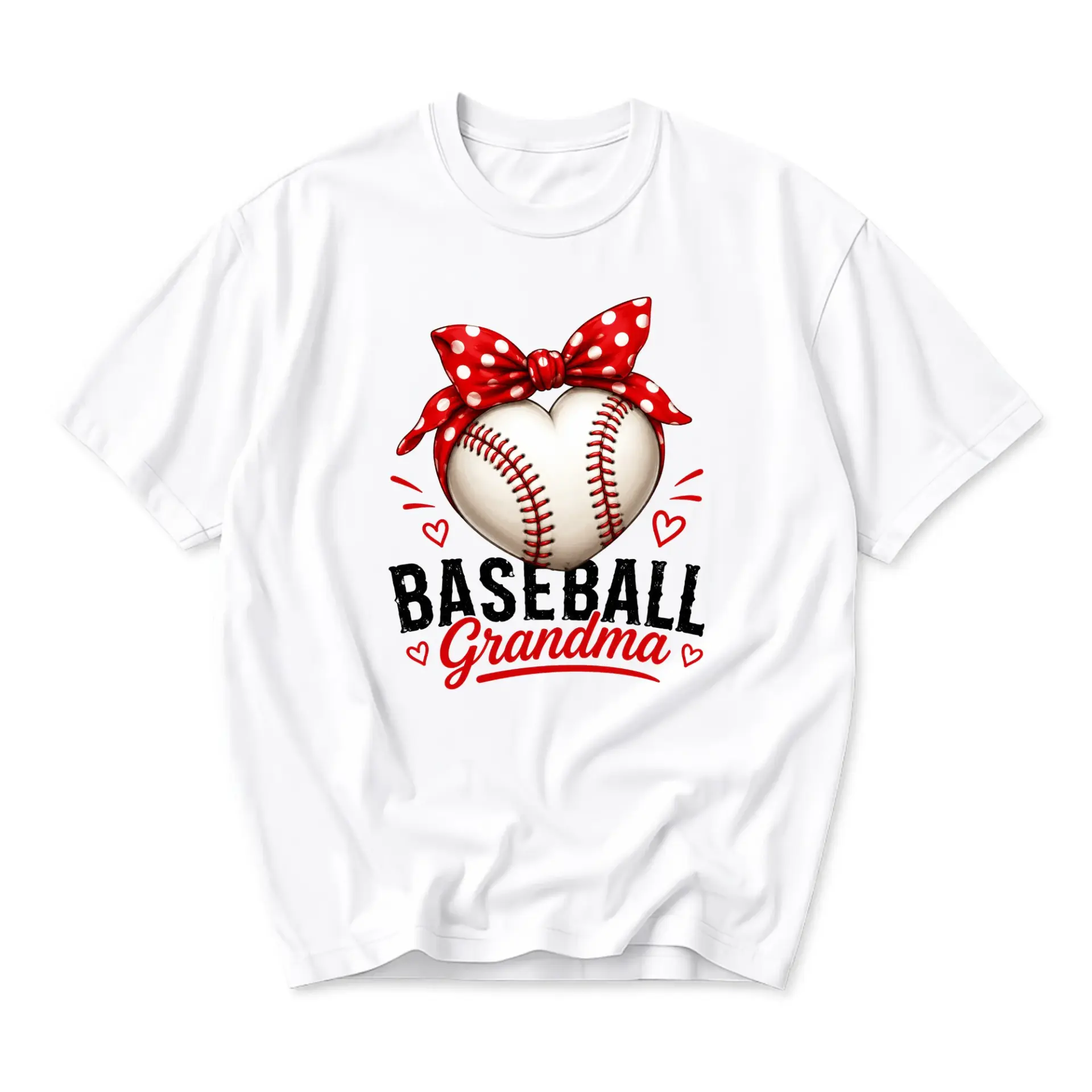 Graphic Tee Baseball Grandma Heart Sports Fan T-Shirt Unisex Casual Crew