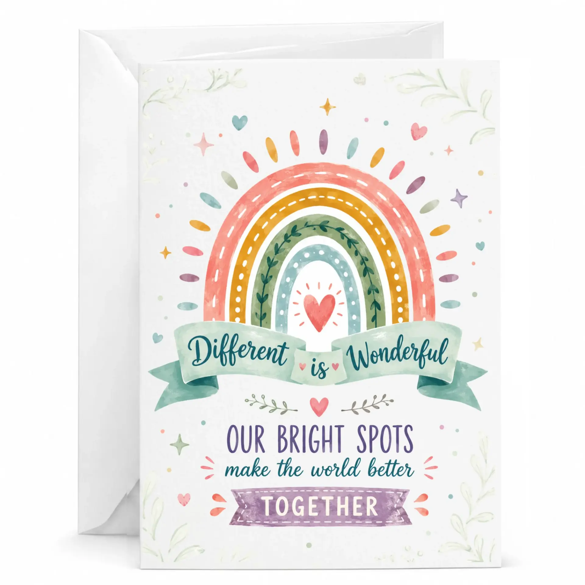 Personalized Greeting Card Different Is Wonderful Rainbow Design