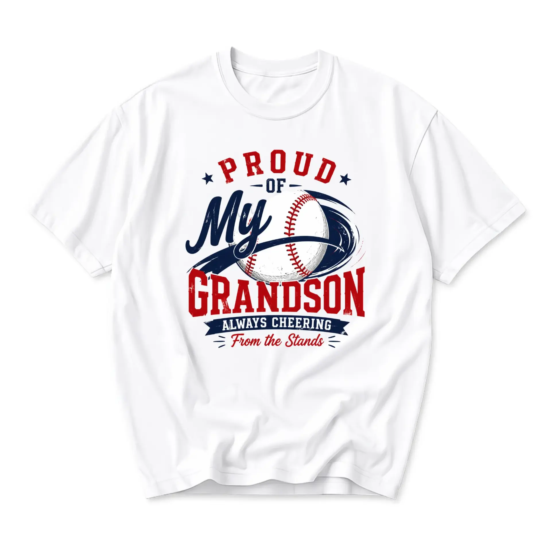 Graphic Tee Proud of My Grandson Baseball Shirt Unisex Crew Neck Short