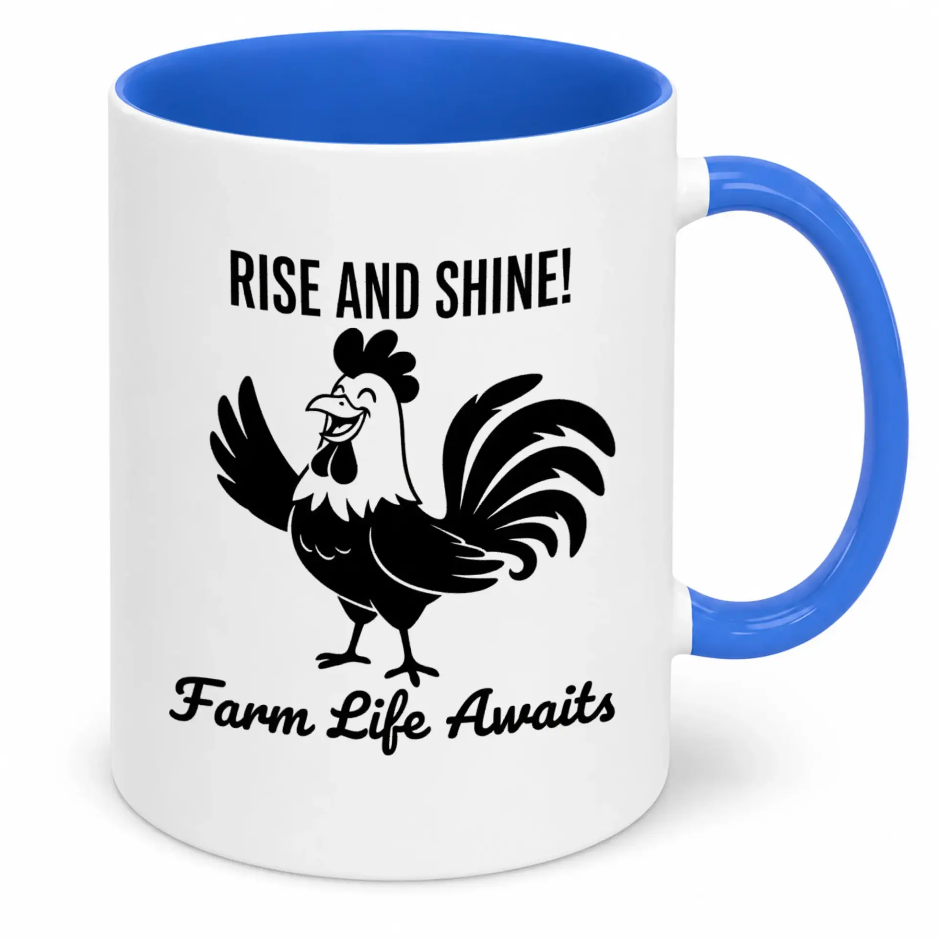 Funny Ceramic Coffee Mug with Rooster Design Rise and Morning Beverage Cup Unique Gift for Farmers Country Lovers