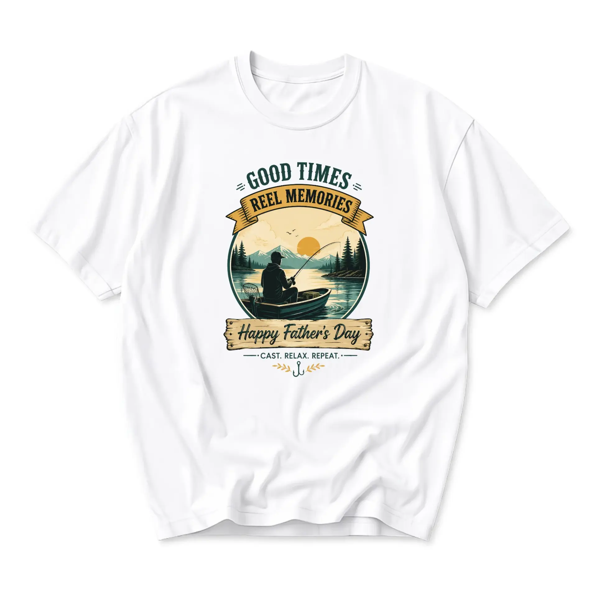 Graphic Tee Good Times Reel Memories Fishing Shirt Unisex Crew Neck Short Sleeve Casual Outdoor Adventure Top