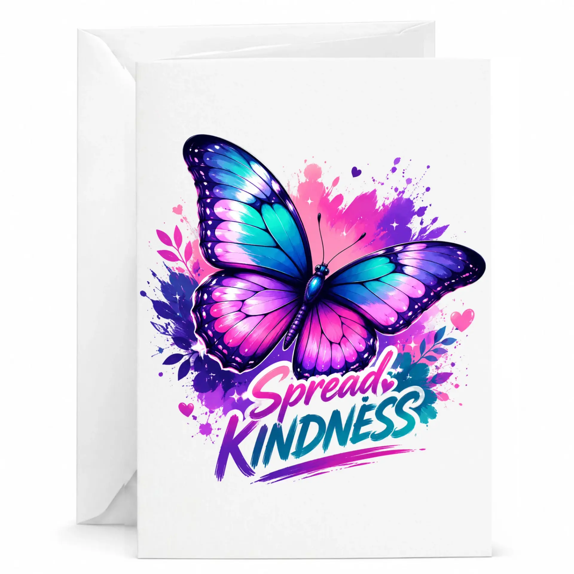 Spread Kindness Inspirational Butterfly Greeting Card for Any Occasion Featuring Vibrant Watercolor Style Art Design