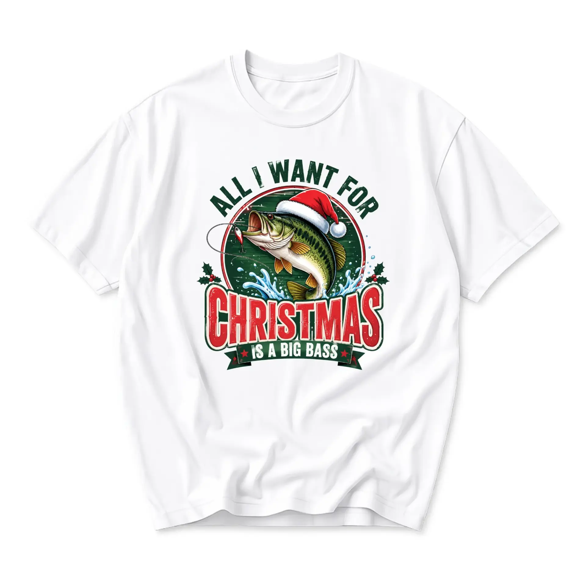 Funny Shirt All I Want for Christmas Is a Big Graphic Tee Unisex Fishing