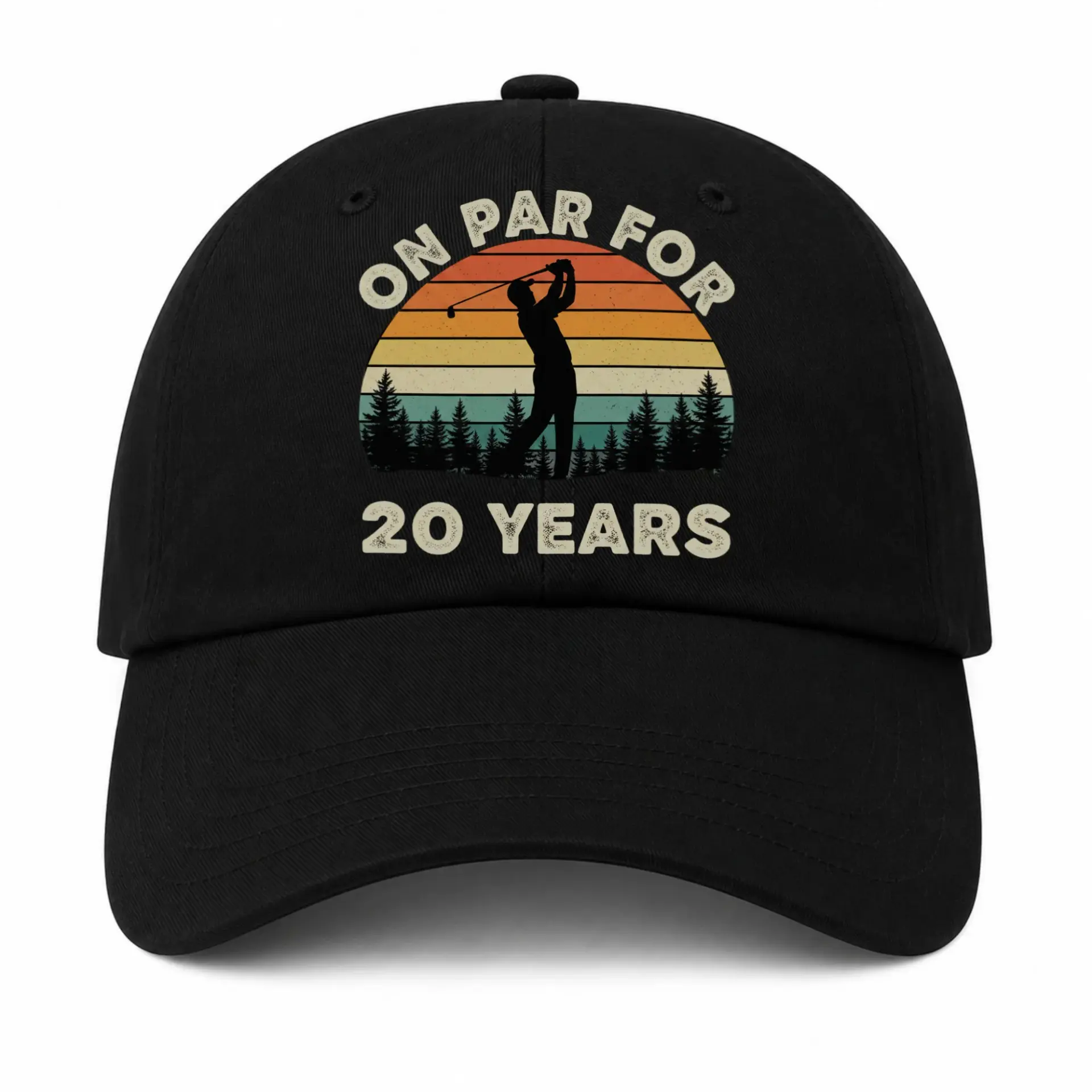 Baseball Cap on Par for 20 Years Golf Theme Embroidered Hat Accessory
