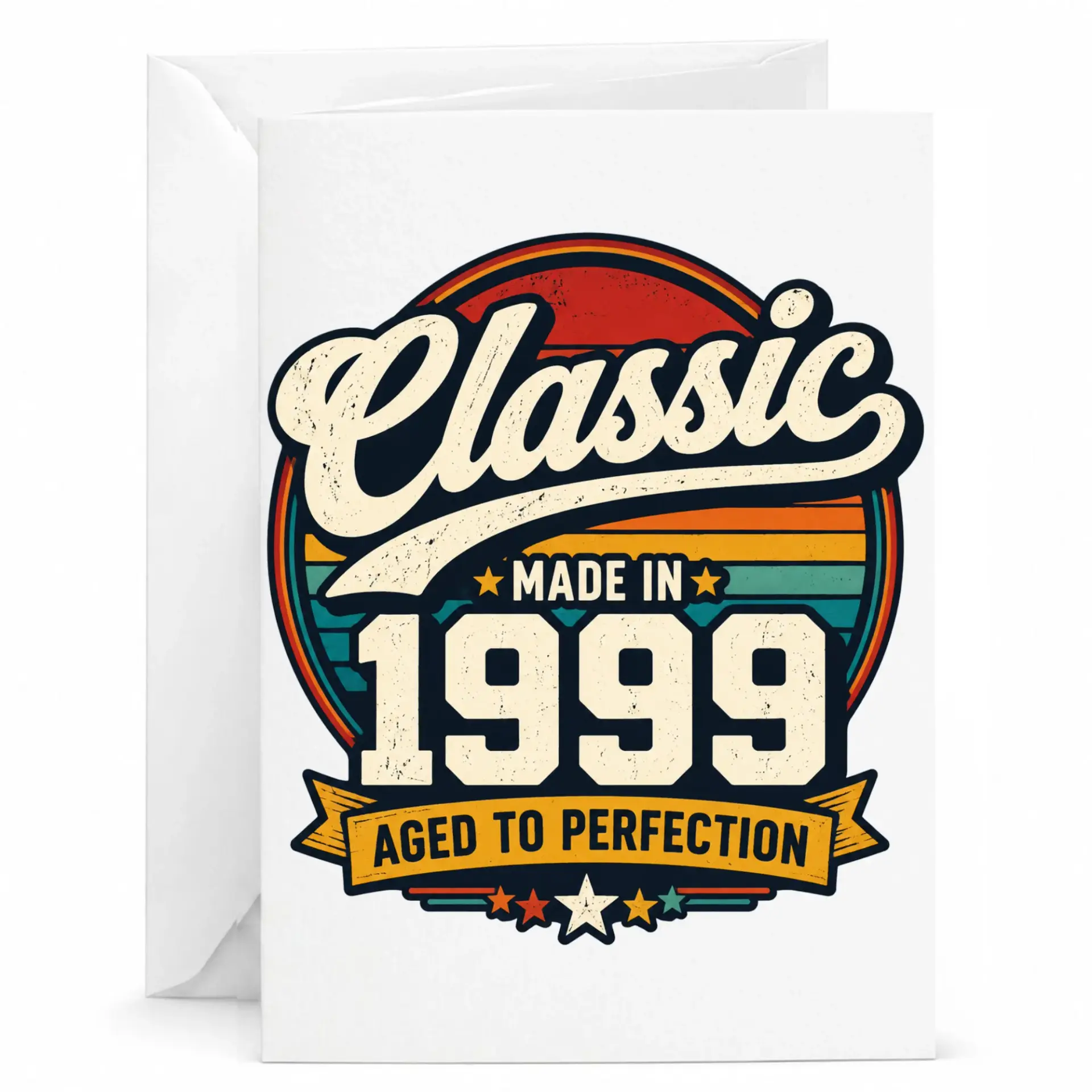 Greeting Card Classic Made in 1999 Aged to Perfection Birthday Gift Anniversary Celebration Vintage Style Stationery