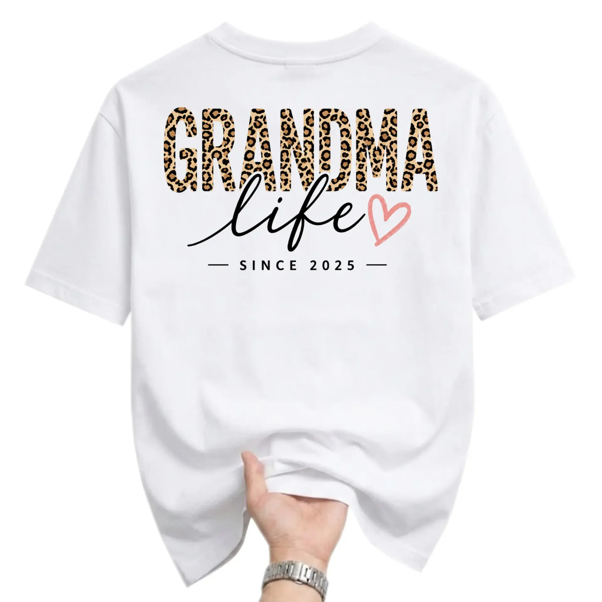 Graphic Tee Grandma Life Since 2025 Leopard Print Design Unisex Casual Crew