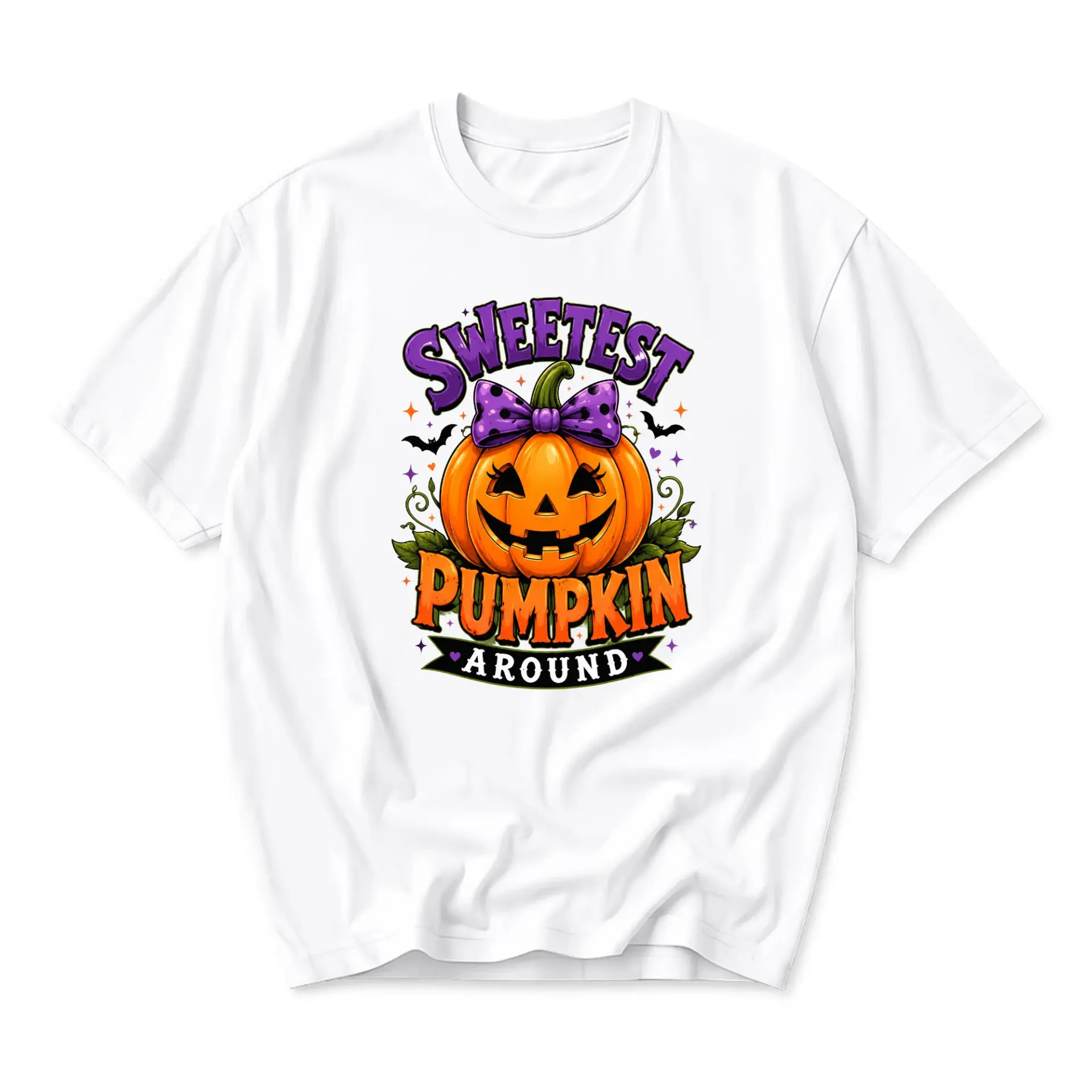 Graphic Tee Sweetest Pumpkin Around Fall Holiday Unisex Crew Neck Shirt Comfortable Cotton Blend Casual Autumn Apparel