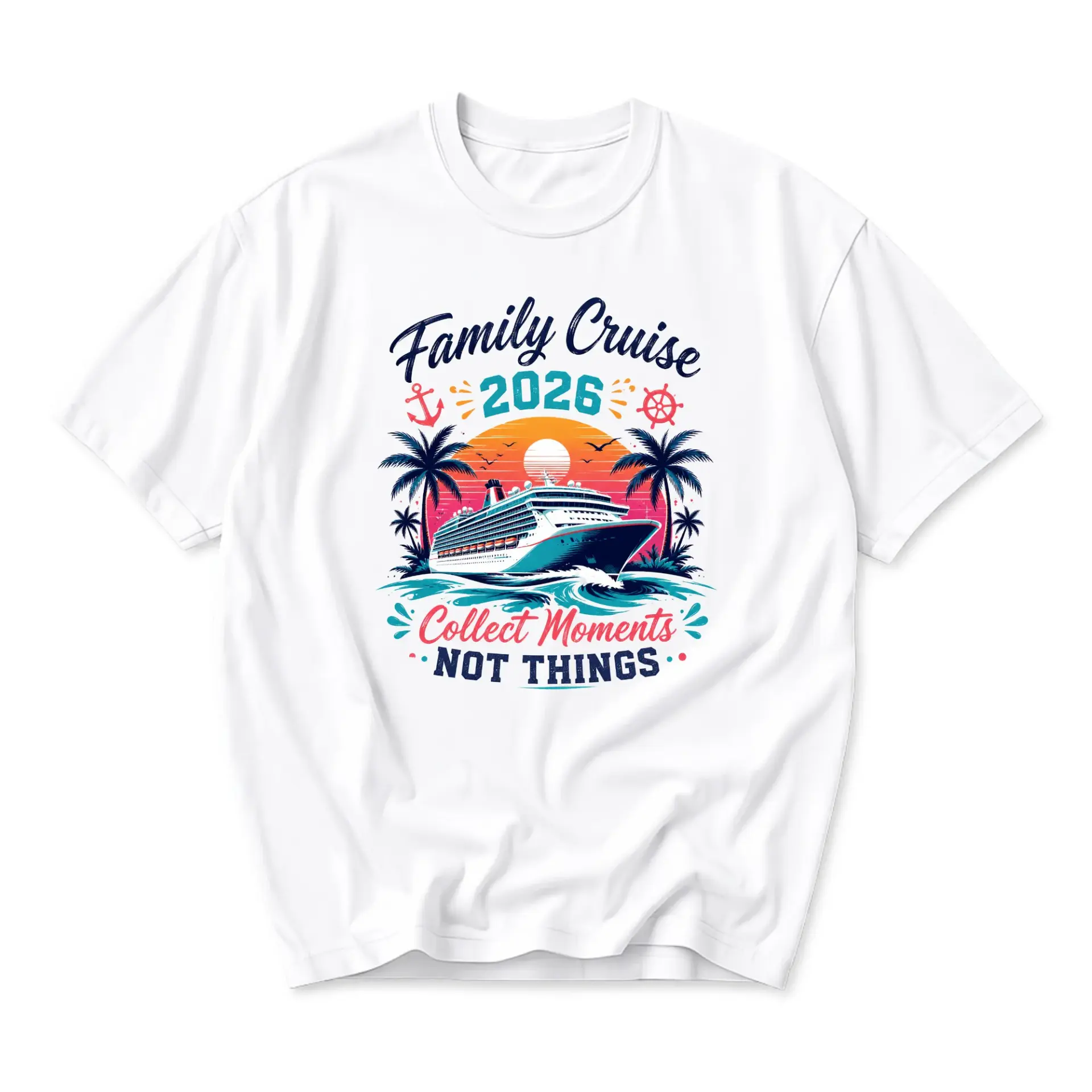 T-shirt Family Cruise 2026 Graphic Tee Collect Moments Not Things Vacation Travel Apparel Unisex Crew Neck Casual Top