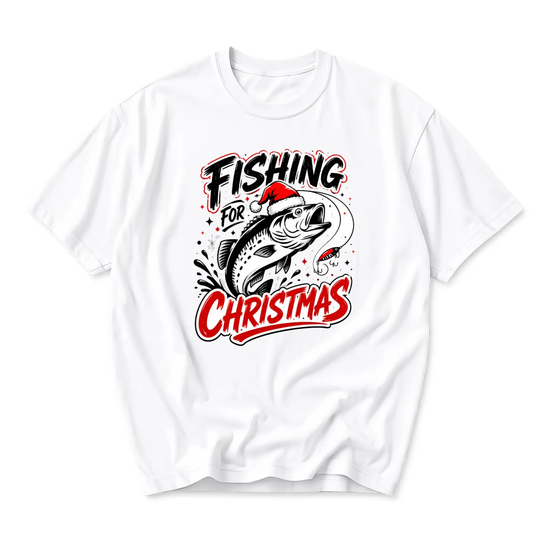 Graphic Tee Fishing for Christmas Unisex Holiday Apparel Featuring a Festive Fish Design Casual Wear