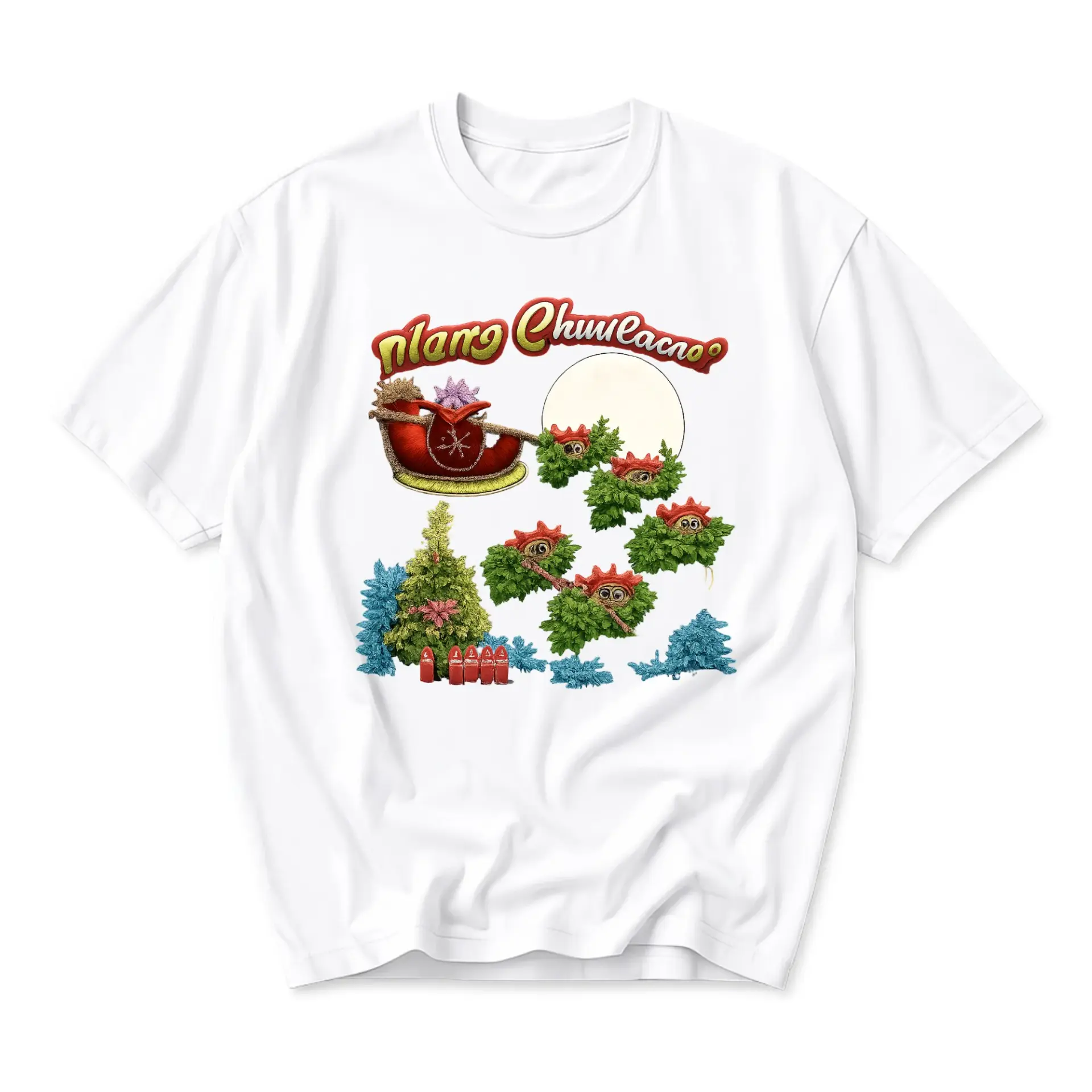 Graphic Tee Merry Christmas Sleigh Holiday Printed Unisex Crew Neck Short Sleeve Casual Shirt