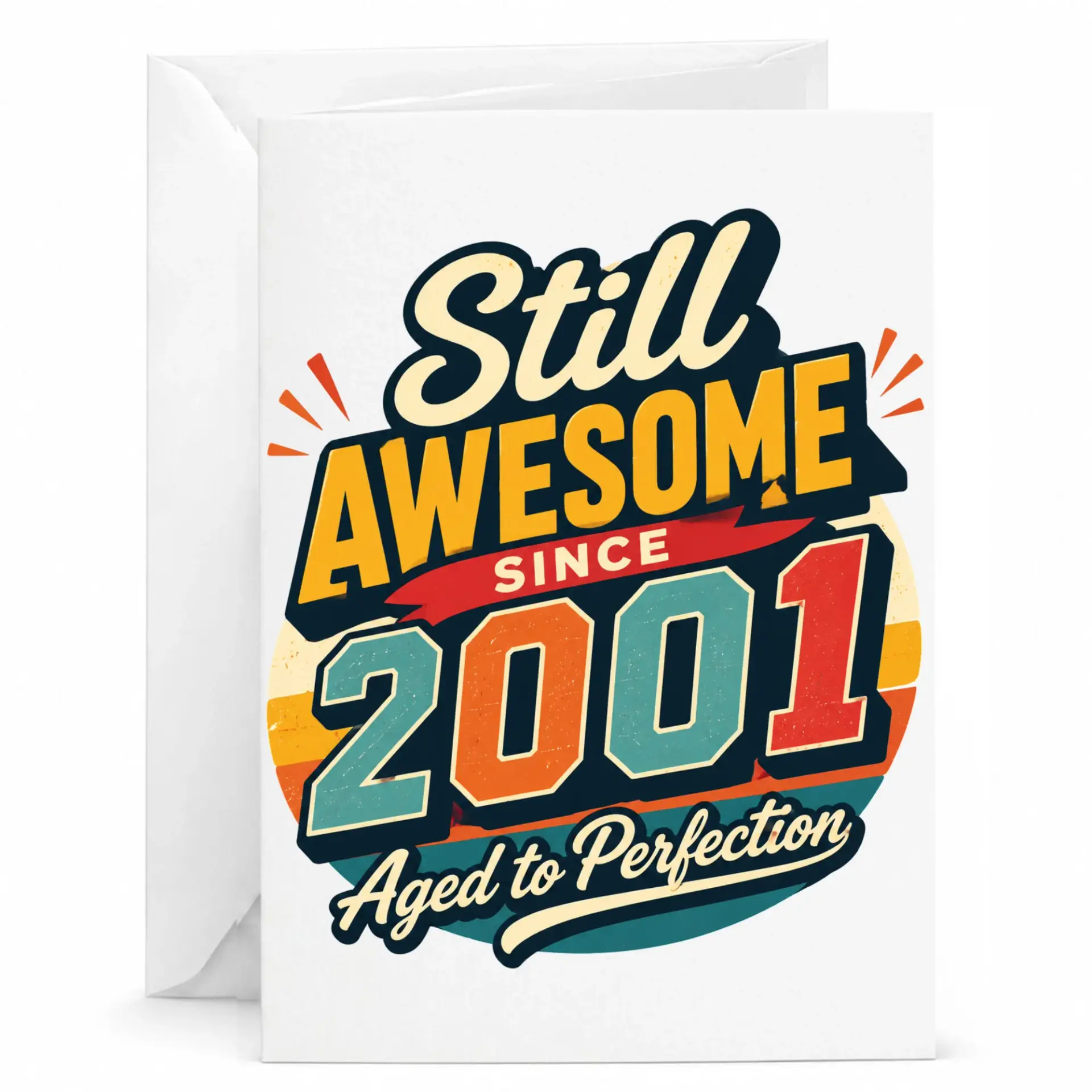 Birthday Card Still Awesome Since 2001 Aged to Perfection Vintage Retro Style Greeting Card for Birthday Milestone Celebration