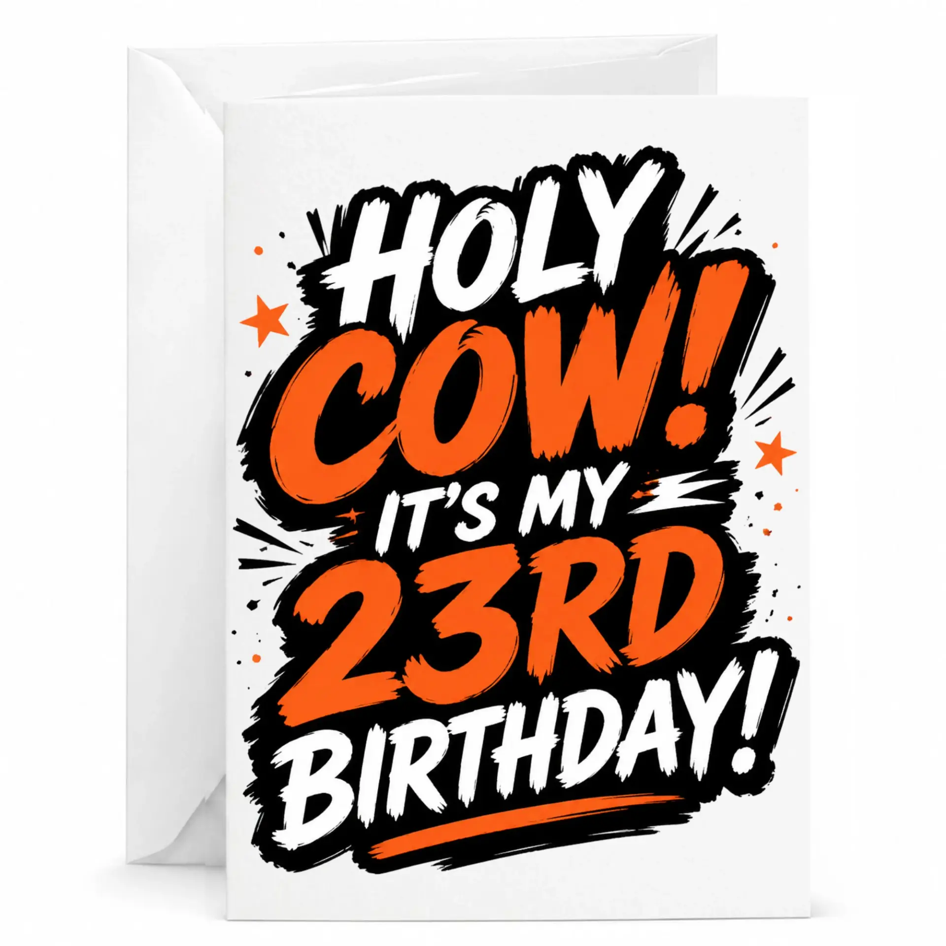 Funny Birthday Card Holy Cow It's My 23rd Birthday Greeting Card with Envelope for Twenty Third Birthday Celebration