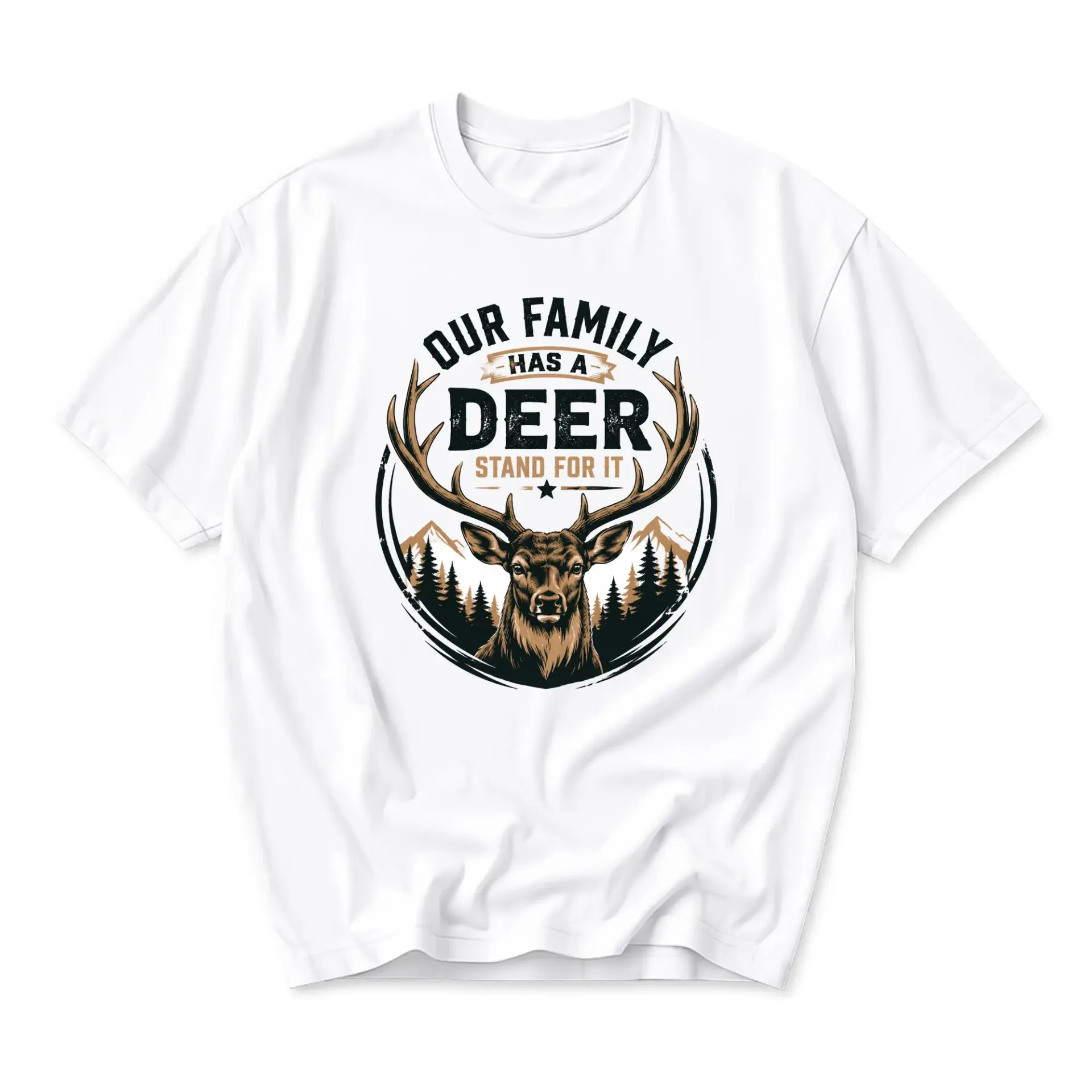 Graphic Tee Our Family Deer Stand for It Funny Wildlife Enthusiast Unisex Crew Neck Short Sleeve Shirt