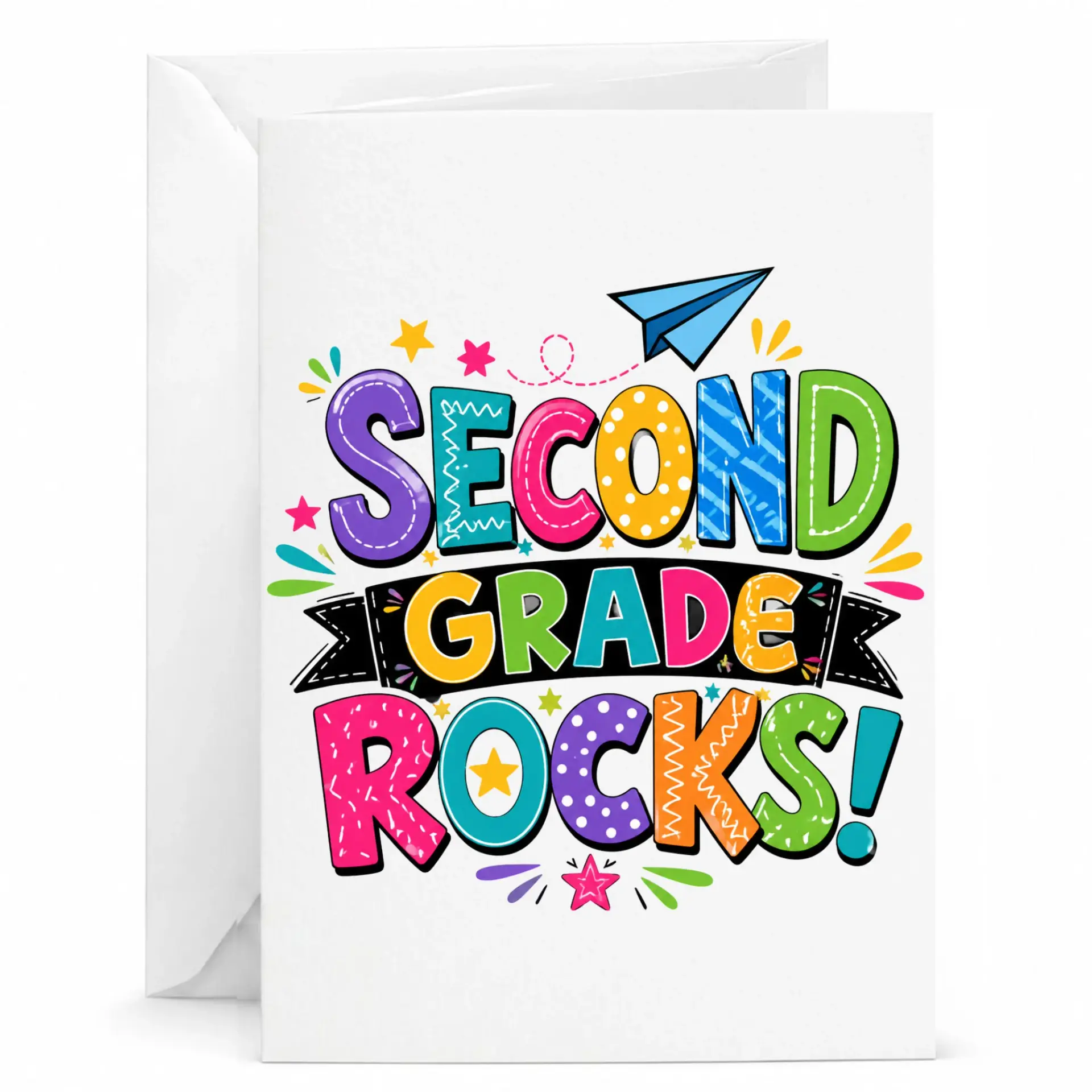Greeting Card Second Rocks Colorful Typography Design for Accomplishment and Encouragement