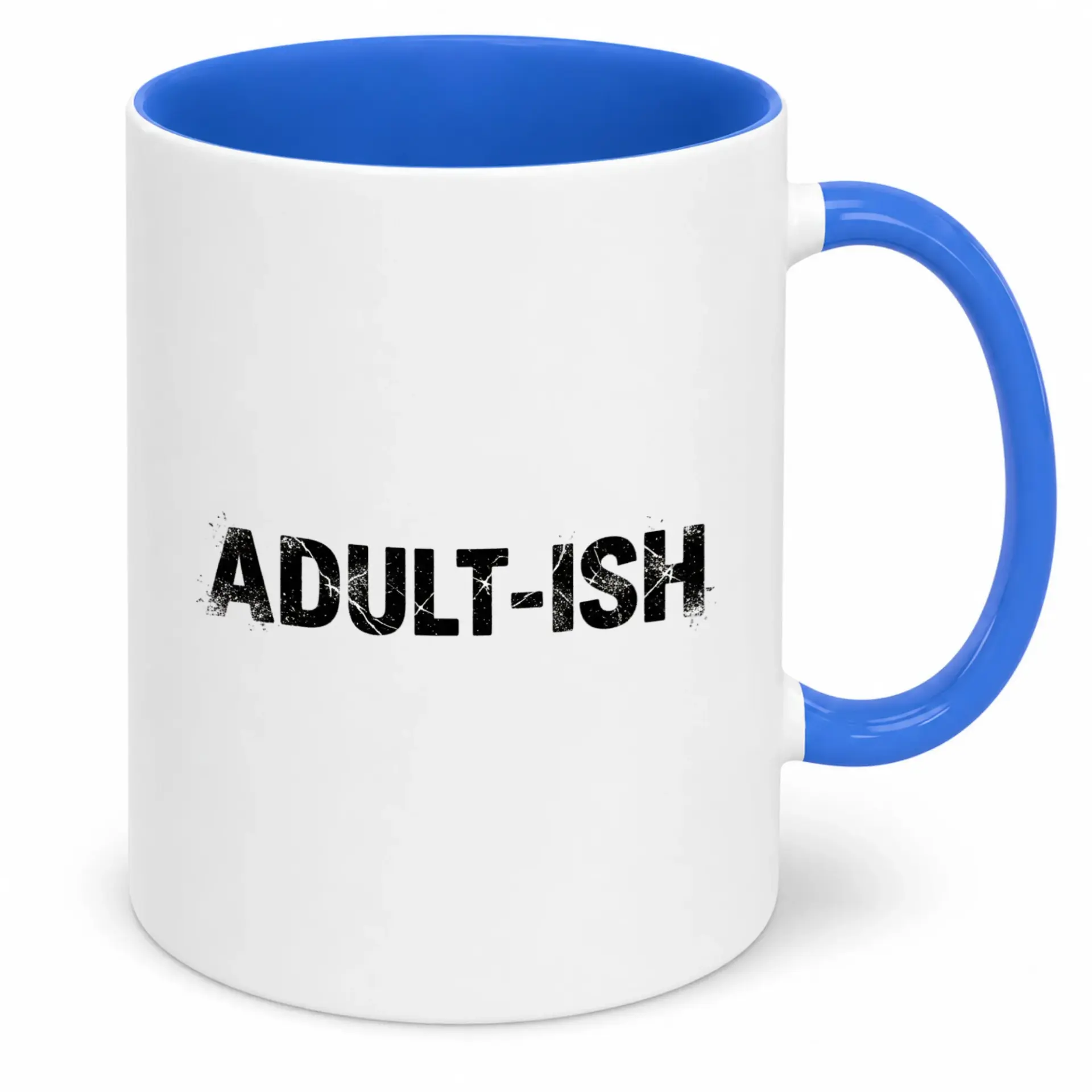 Funny Adult-Ish Sarcastic Coffee Mug with Blue Handle and Interior Novelty Ceramic Tea Cup for Home or Office Drinkware Humor Gift