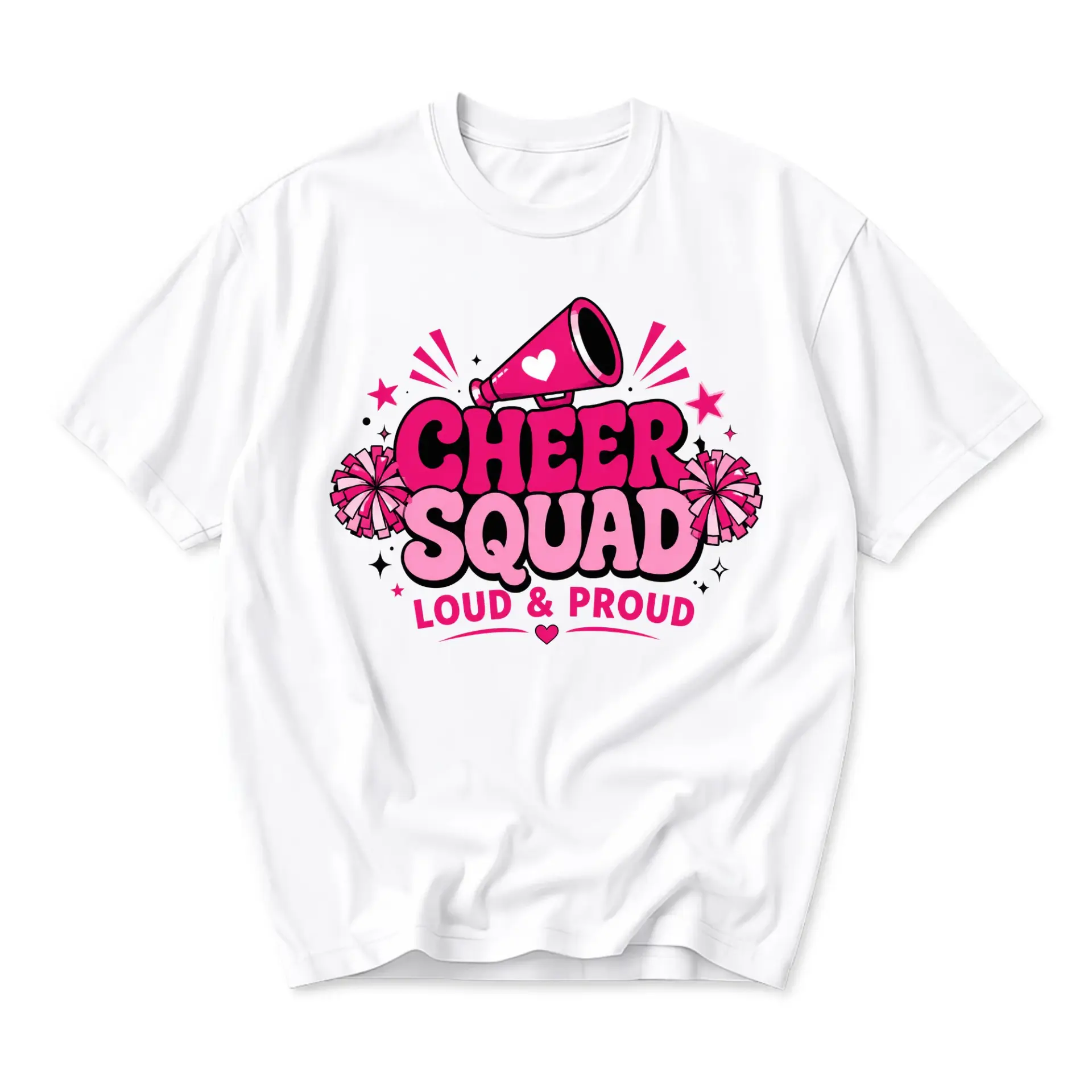 T-shirt Cheer Squad Loud and Proud Graphic Tee Unisex Crew Neck Short
