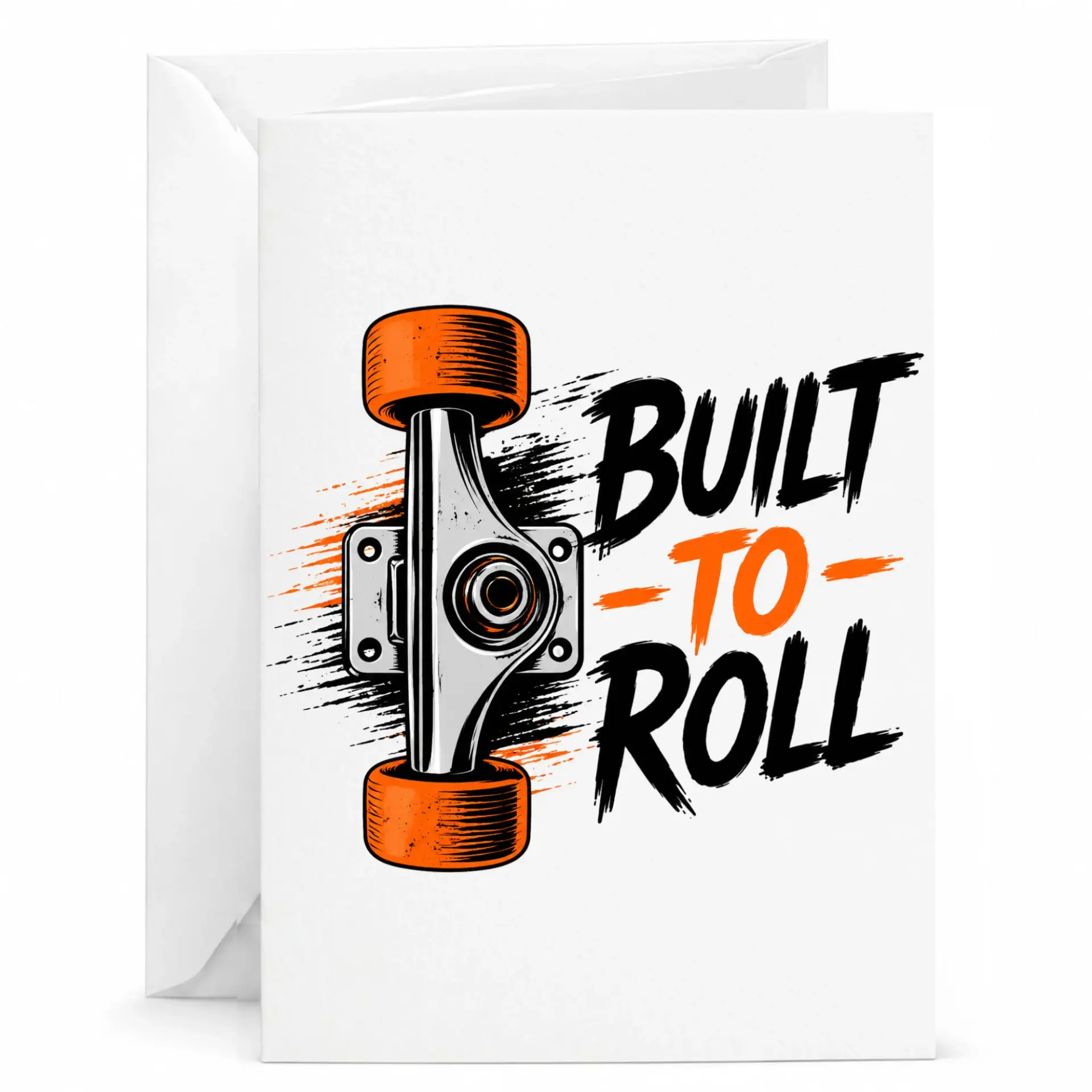Greeting Card Built to Roll Skateboard Design Premium Stationery for Special Occasions with Included White Envelope