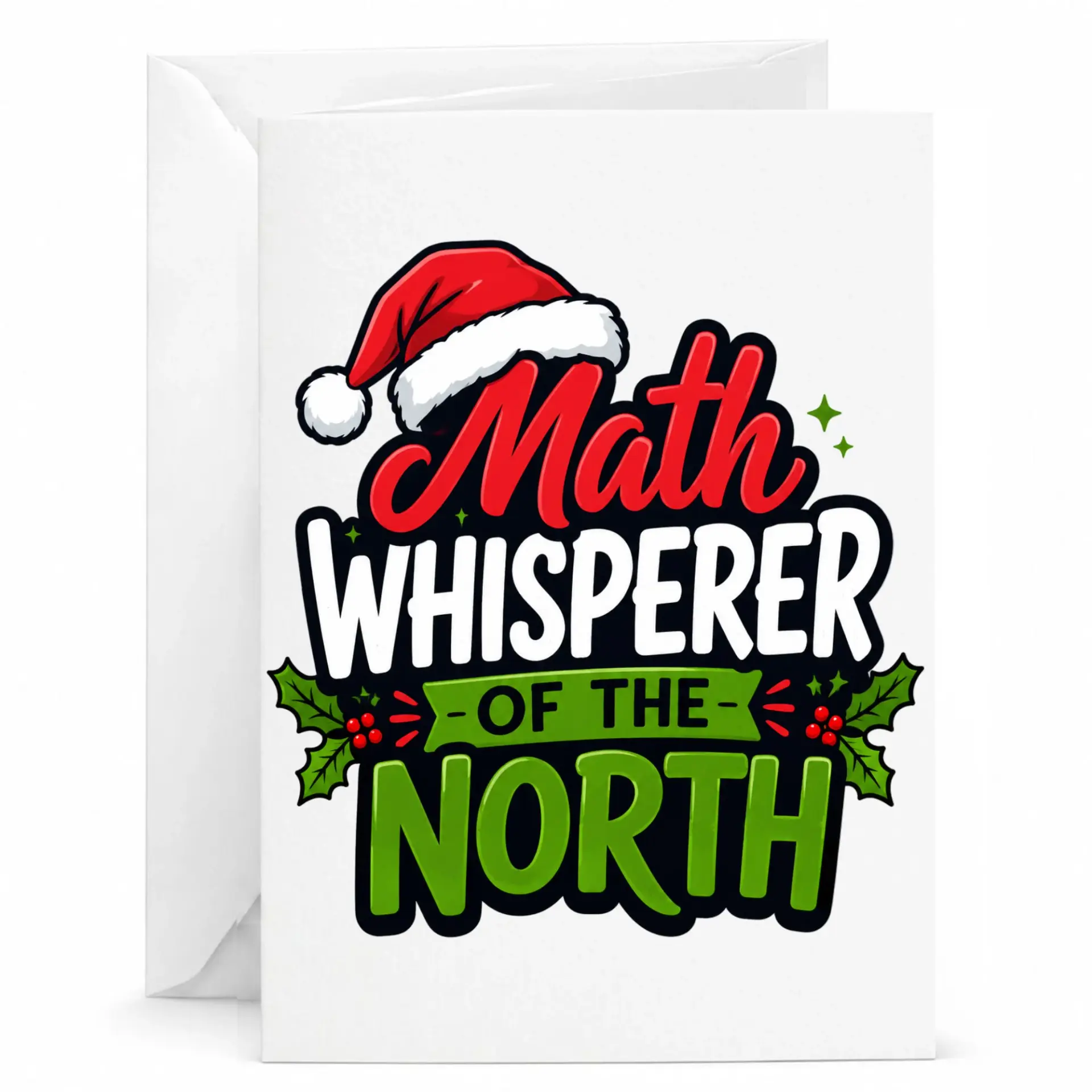 Funny Math Whisperer of the North Christmas Greeting Card, Holiday Greeting Card for Math Teacher or Mathematics Lover