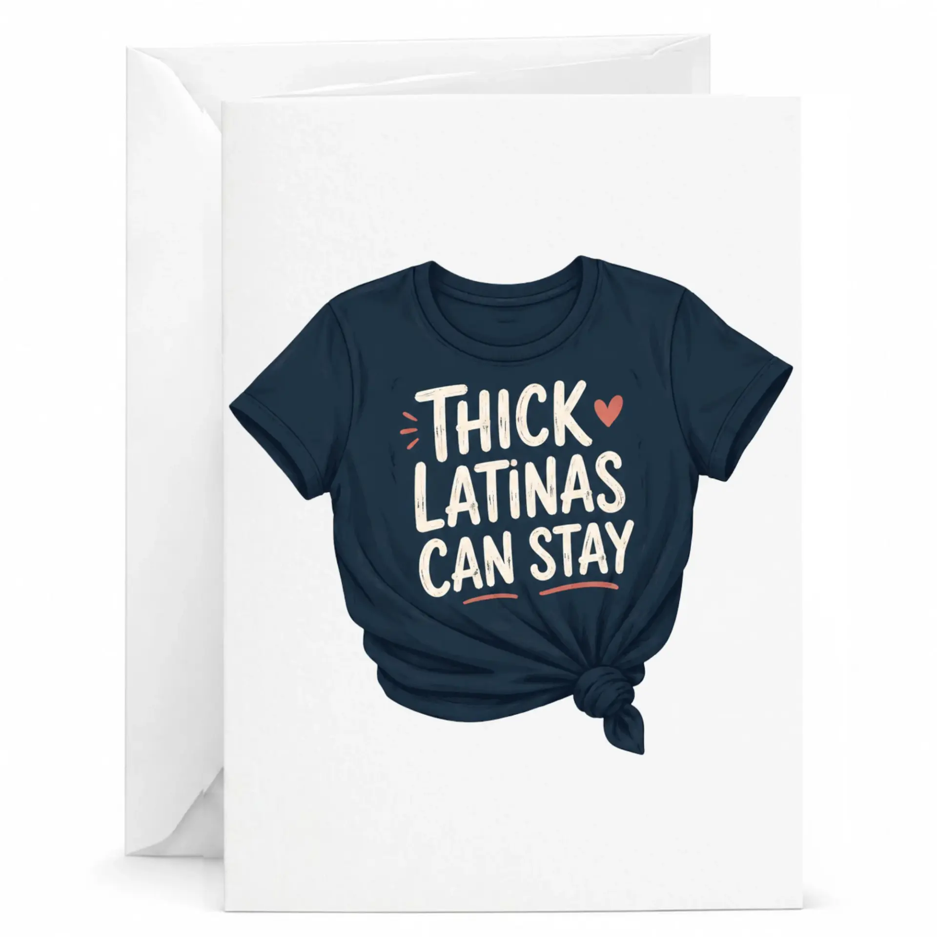 Funny Greeting Card Thick Latinas Can Stay Graphic Print T-Shirt Illustration Design 5x7 Folded Note