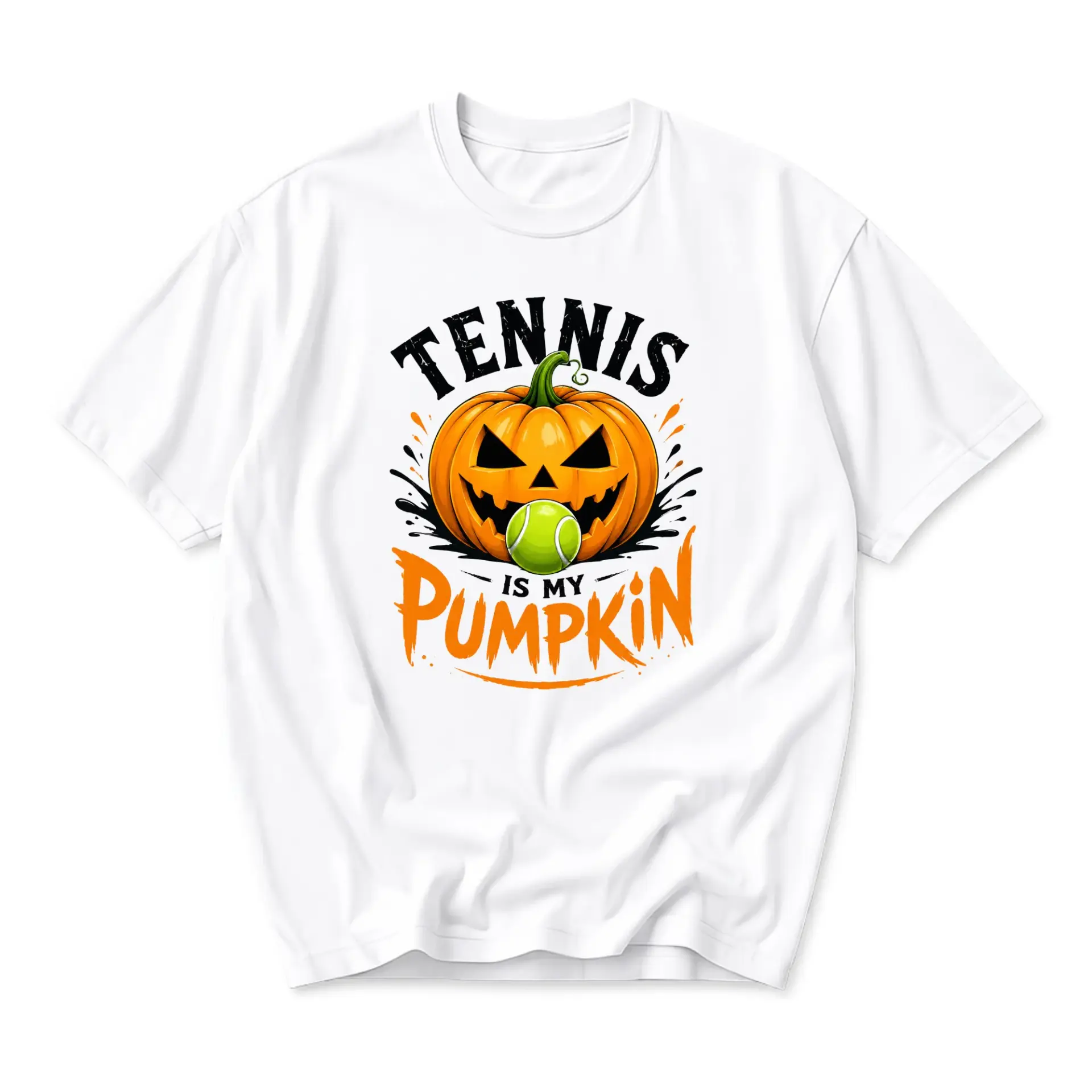 Funny Shirt Tennis Is My Pumpkin Graphic Tee Unisex Crew Neck Casual Cotton Blend Sporty Seasonal Apparel for All
