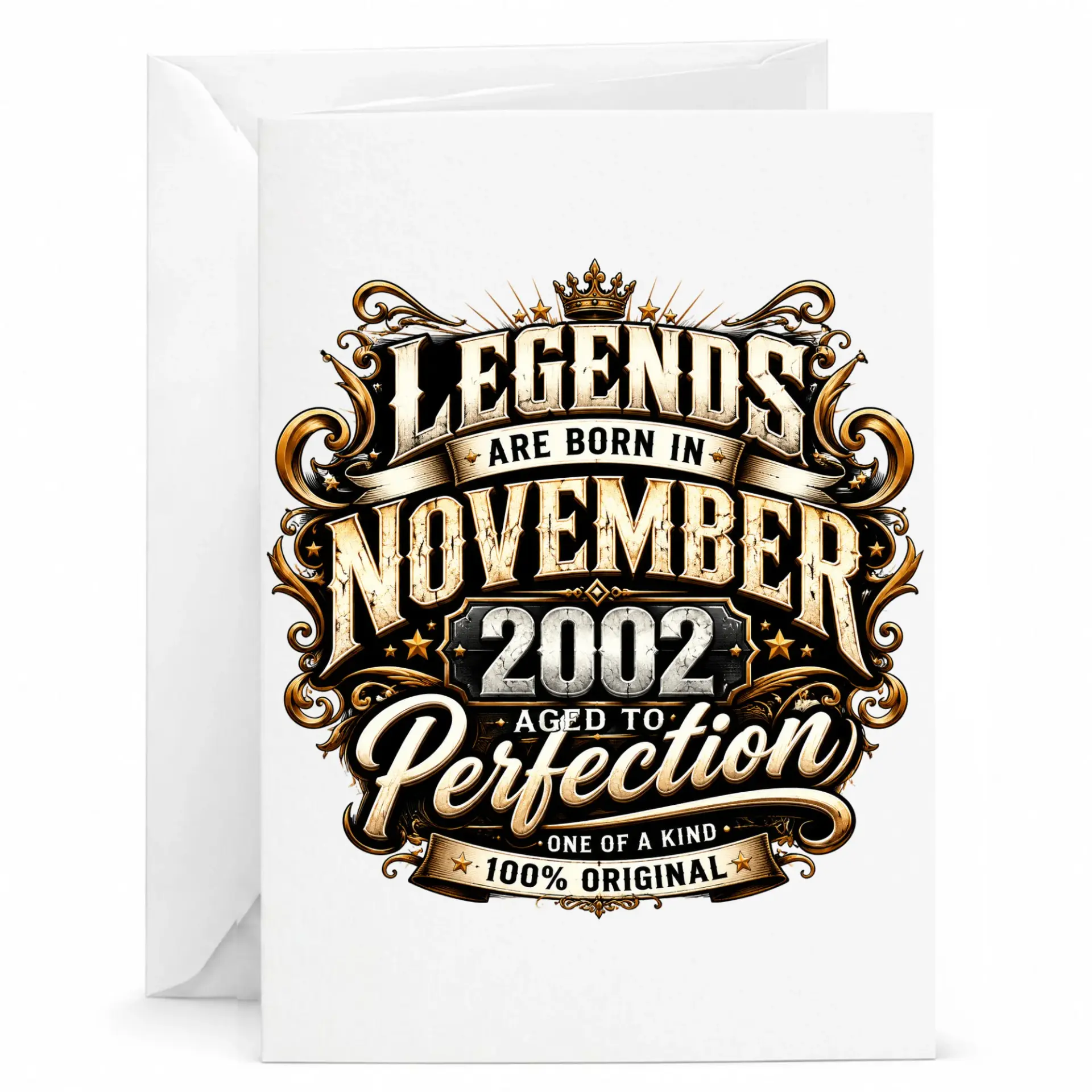 Birthday Card Legends Are Born in November 2002 Aged to Perfection Greeting Card with Envelope 5x7 Inches