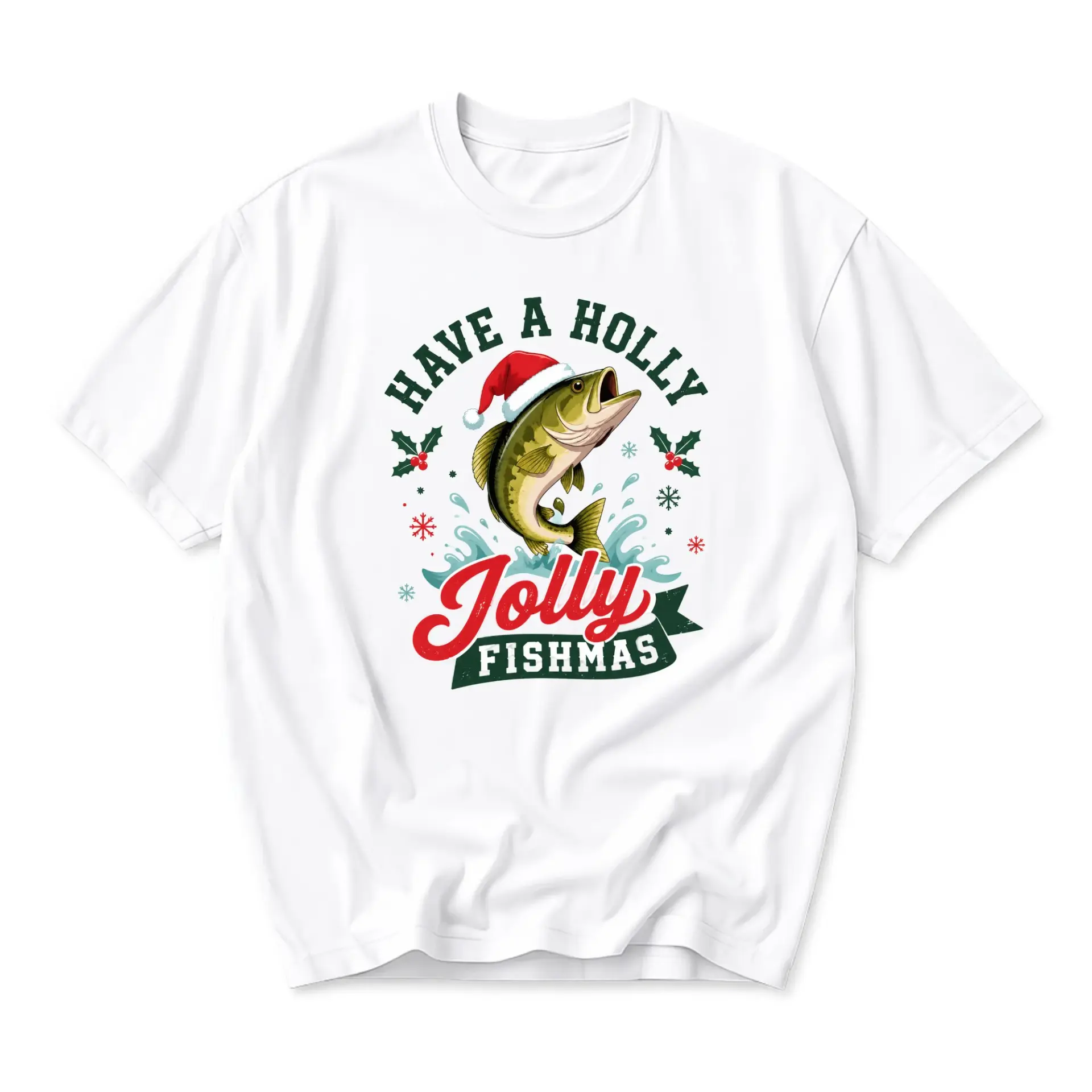 Funny Shirt Have a Fishmas Graphic Tee Holiday Fishing Themed Unisex Crew