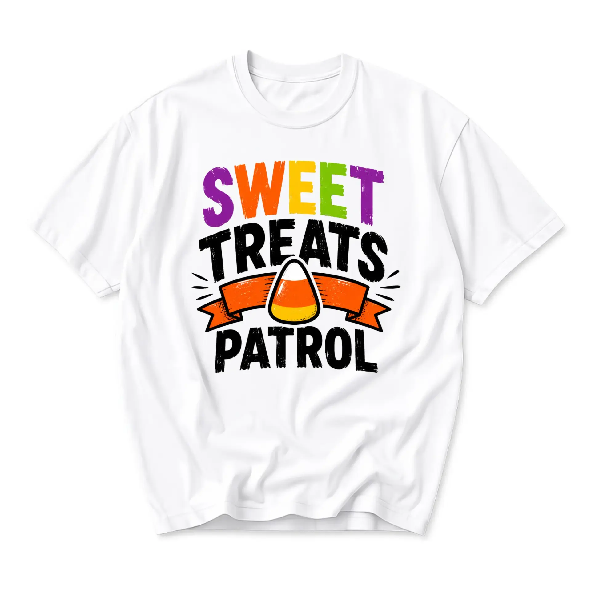 Funny Shirt Sweet Treats Patrol Graphic Tee Unisex Casual Cotton Crew Neck Top for Fall Holiday Seasonal Celebration