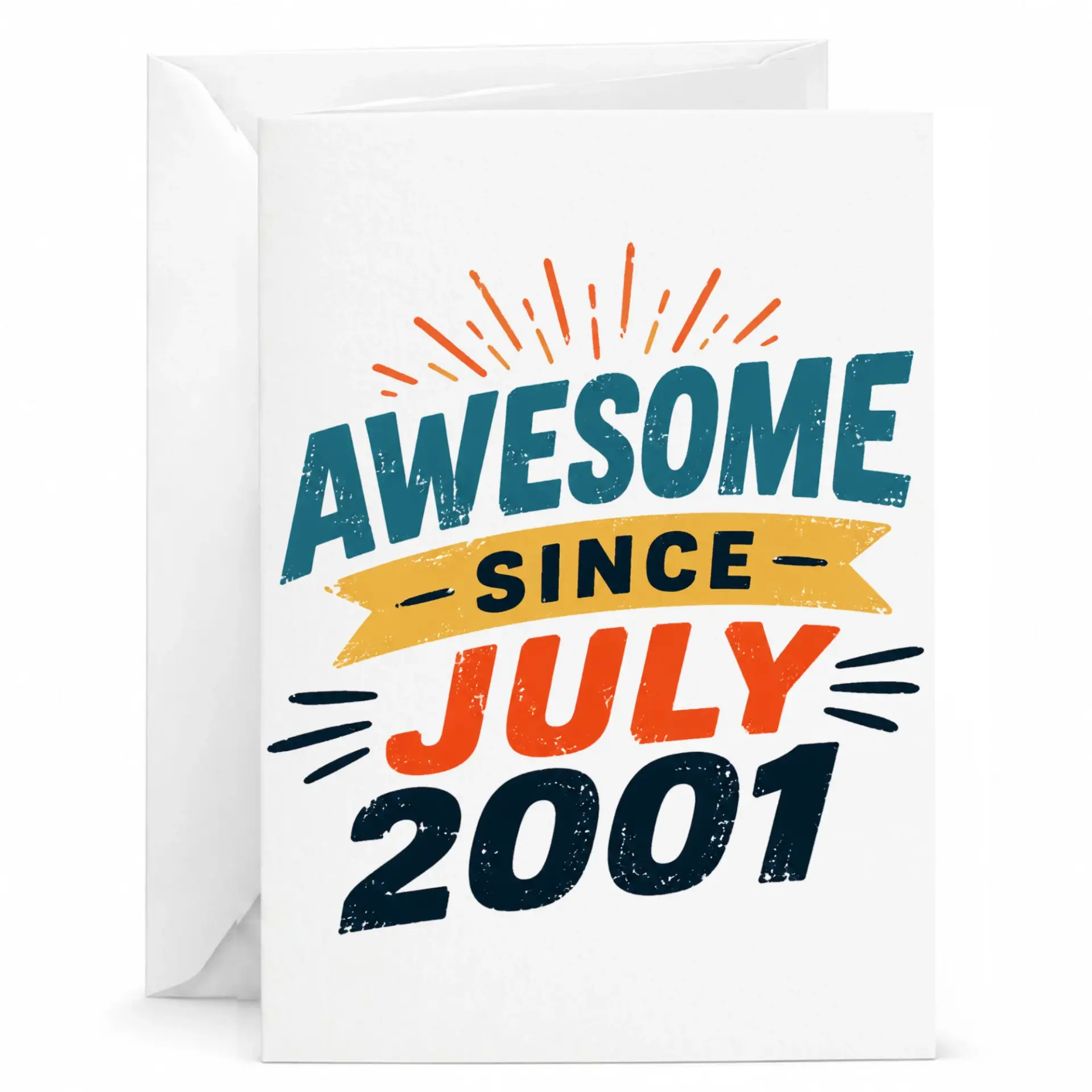 Birthday Card Awesome Since July 2001 Vintage Style Greeting Card for Birthday Celebration Milestone Event Anniversary