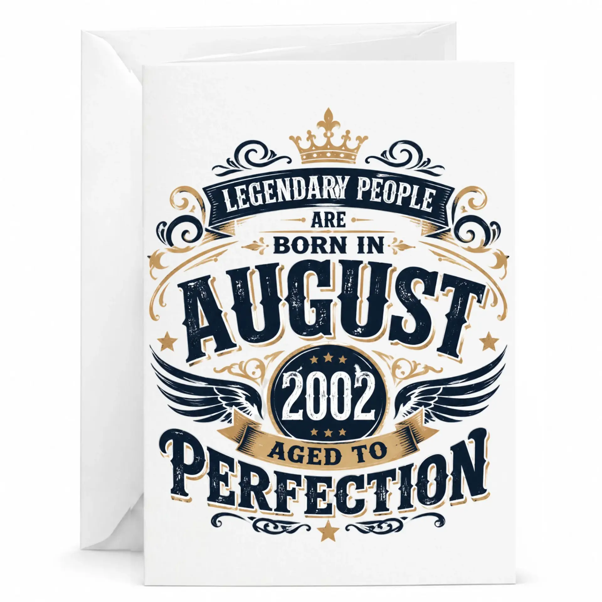 Birthday Card Legendary People Are Born in August 2002 Aged to Perfection Vintage Style Greeting Card 5x7 Inches
