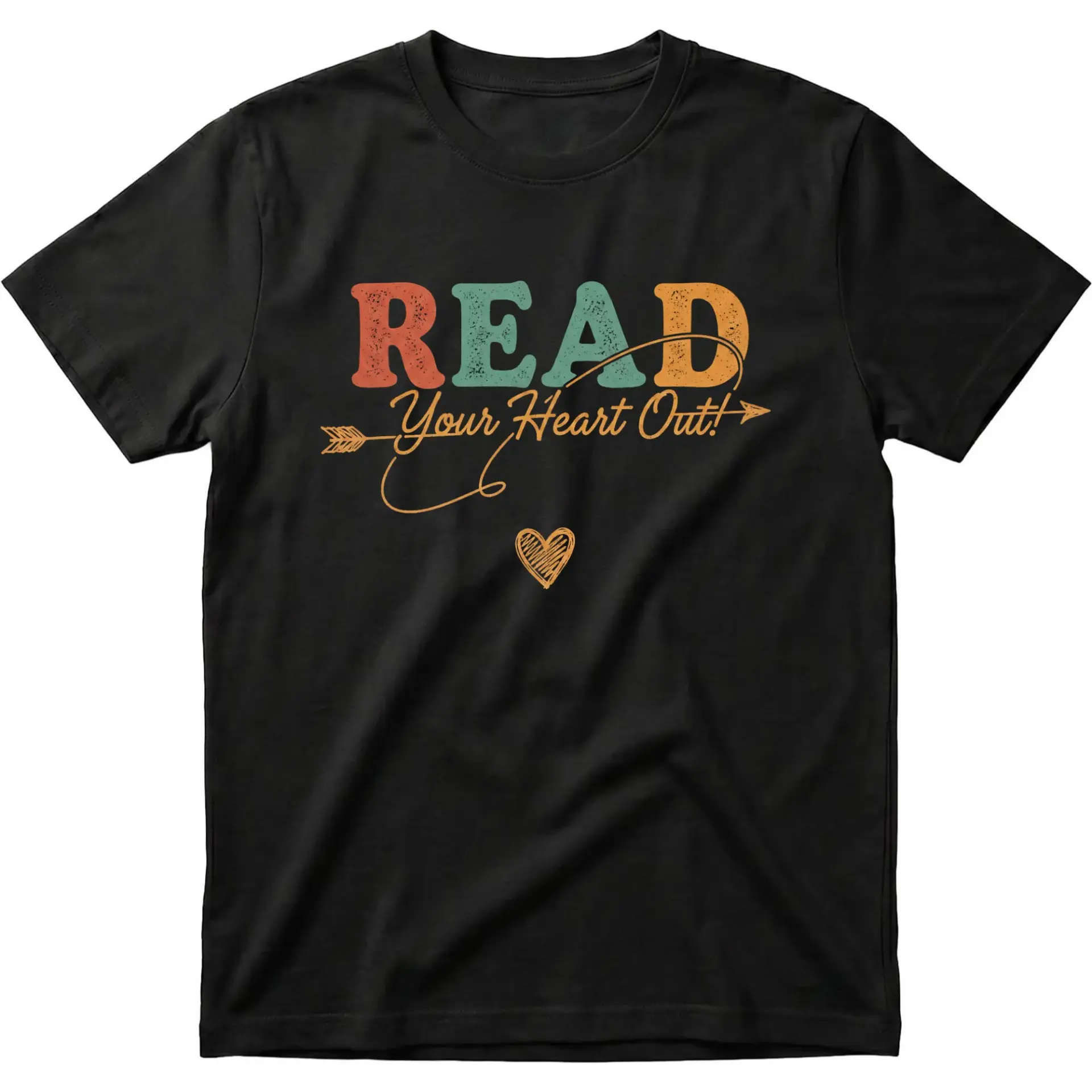 Graphic Tee Read Your Heart Out Shirt Vintage Style Unisex Crew Neck Short Sleeve Cotton Blend Book Lover Gift