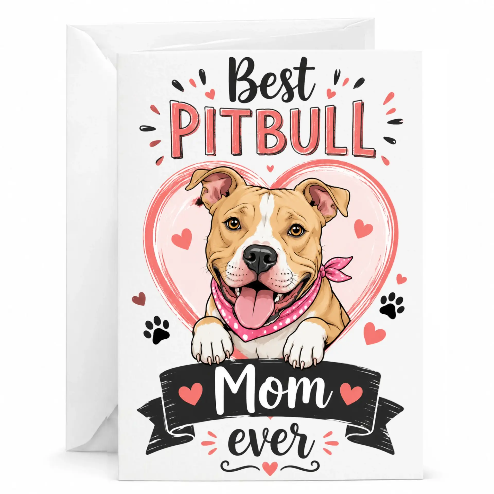 Funny Pitbull Mom Greeting Card Best Ever Dog Lover for Birthday Anniversary Occasions
