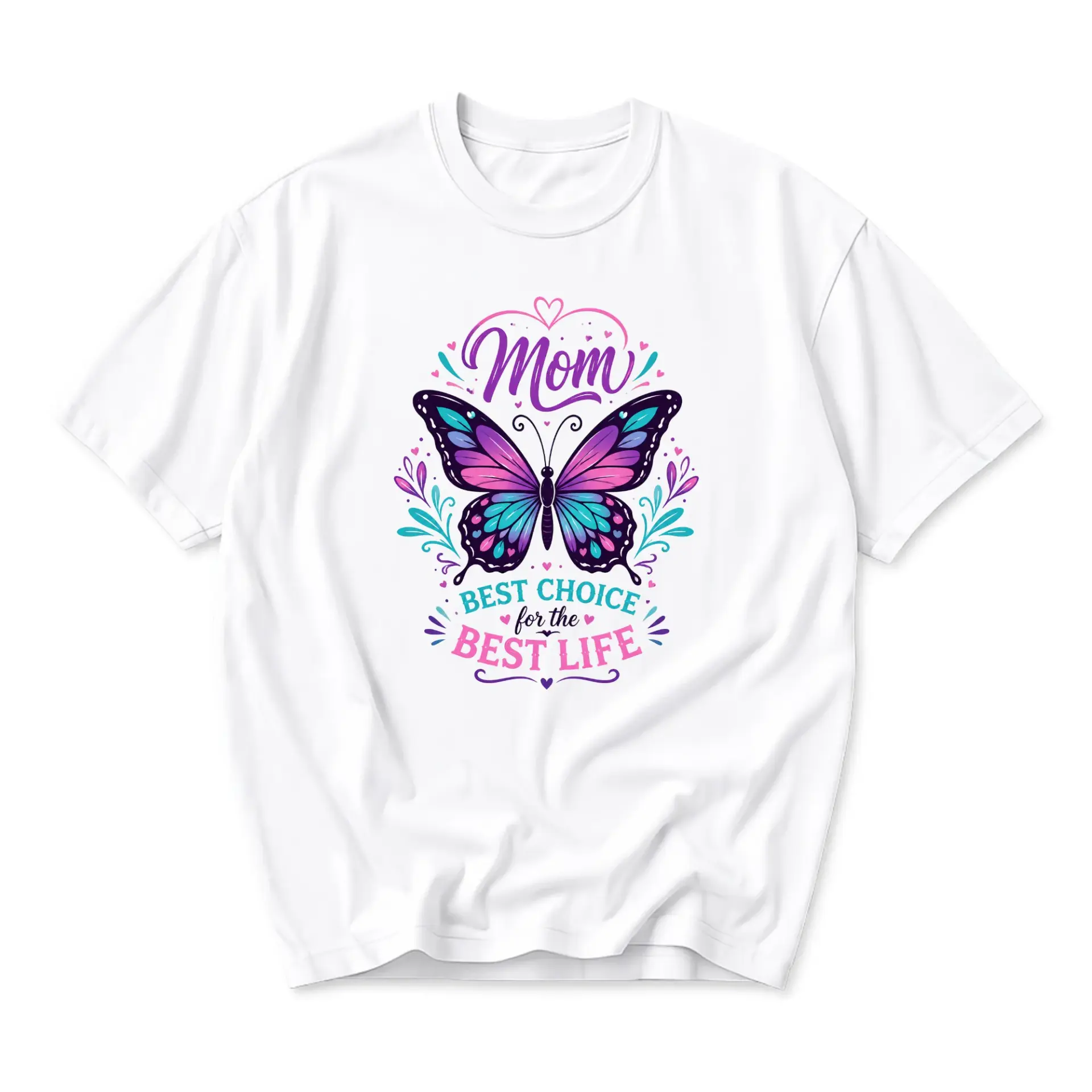 Graphic Tee Mom Best Choice for the Best Life Butterfly Print Unisex Crew Neck Casual Cotton Blend Short Sleeve Shirt