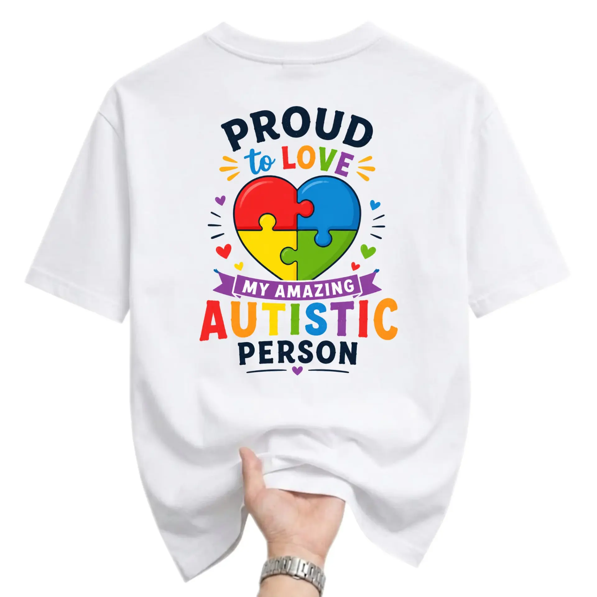 Graphic Tee Proud to Love My Amazing Autistic Person Unisex Crew Neck Shirt