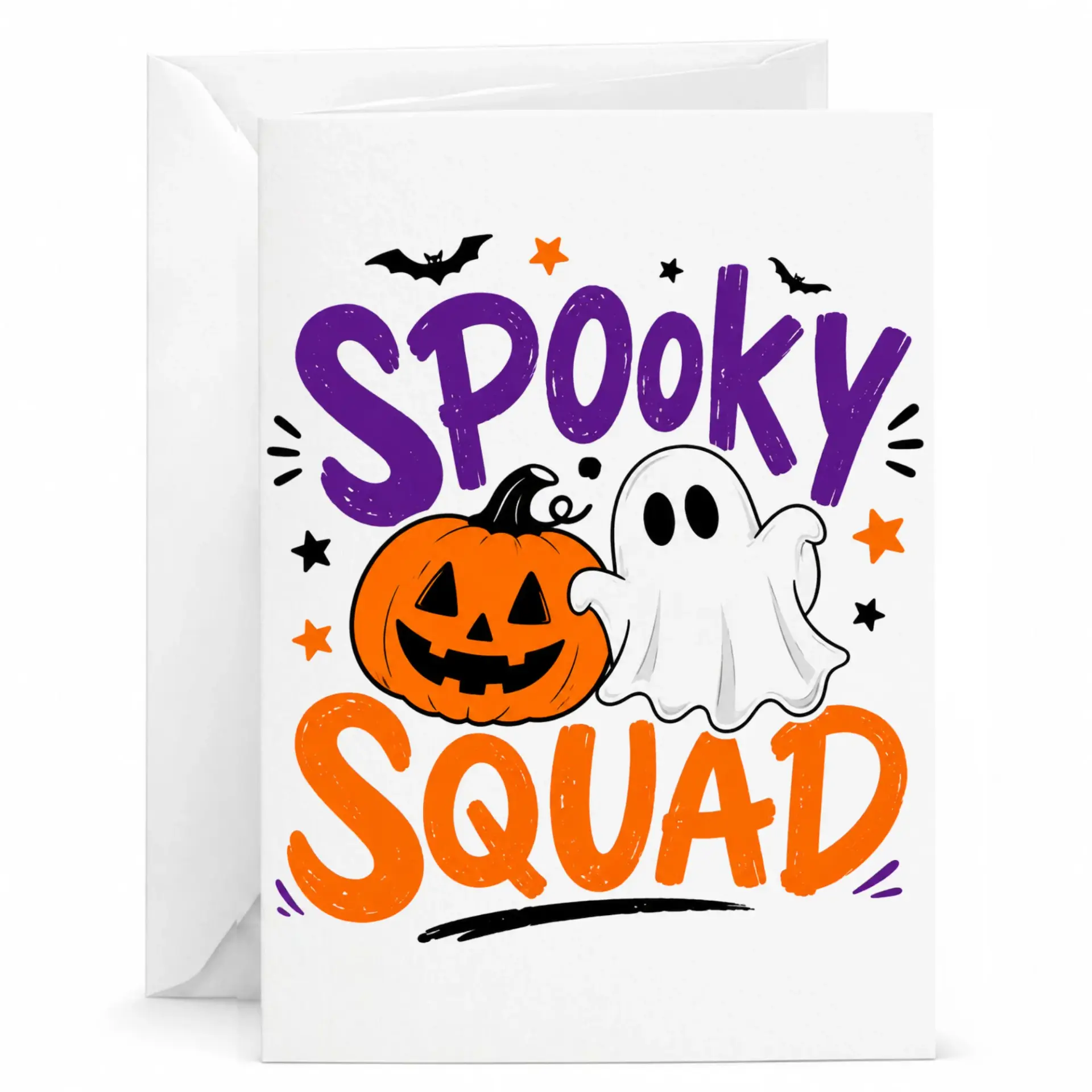 Spooky Squad Halloween Greeting Card Fun Fall Seasonal Note for Friends Family and Loved Ones 5x7 Inch