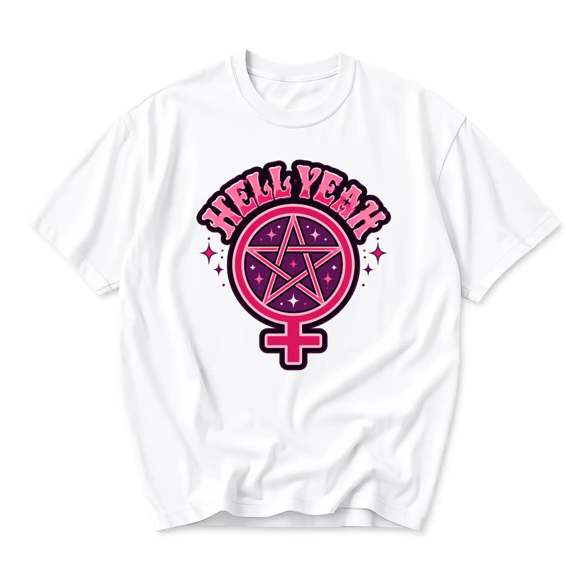 Graphic Tee Hell Yeah Pentagram Symbol Unisex Casual Crew Neck T-Shirt Soft Cotton Blend Everyday Summer Apparel Top