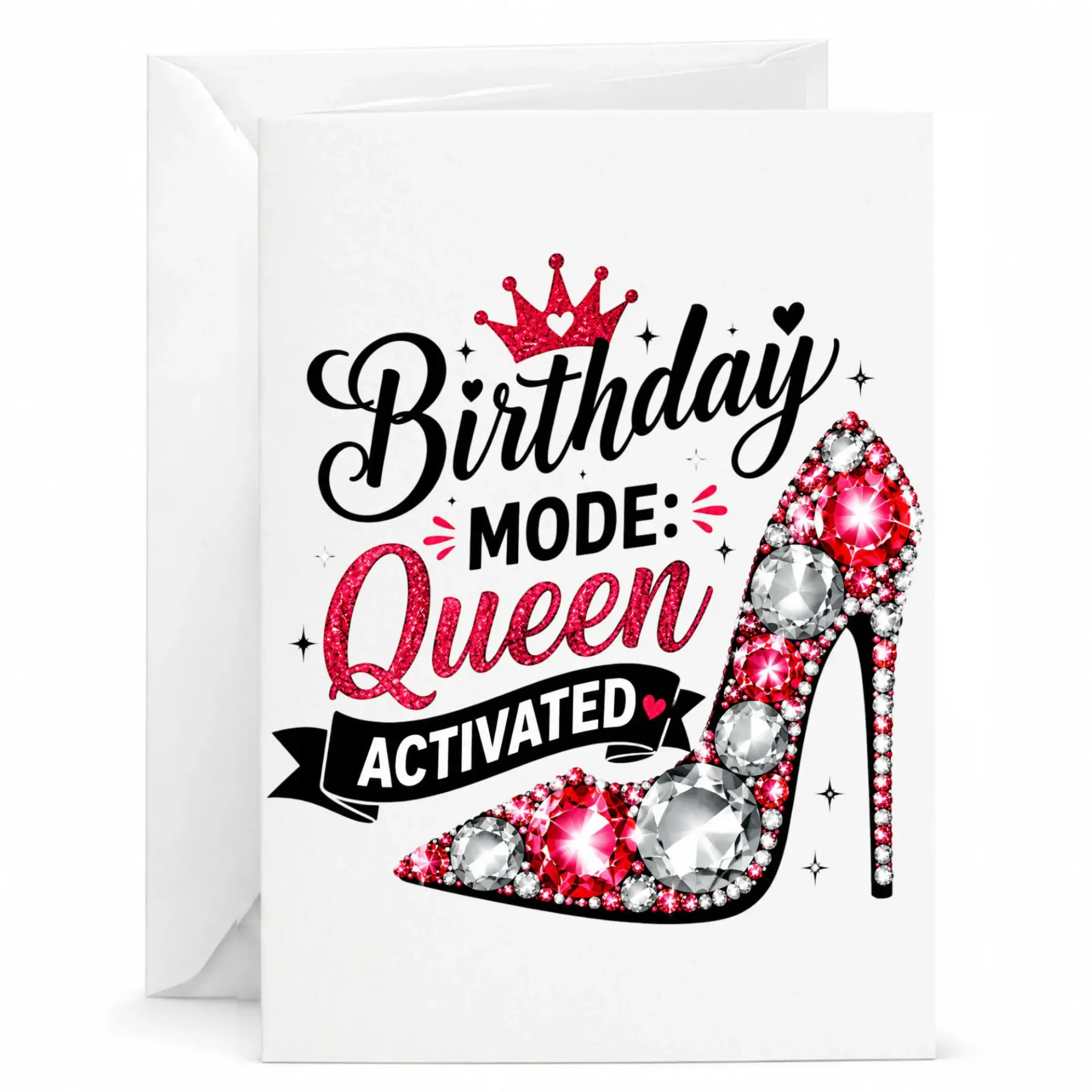 Birthday Card Birthday Mode Queen Activated High Heel Shoe Design Elegant Fashion Themed Greeting Card with Envelope