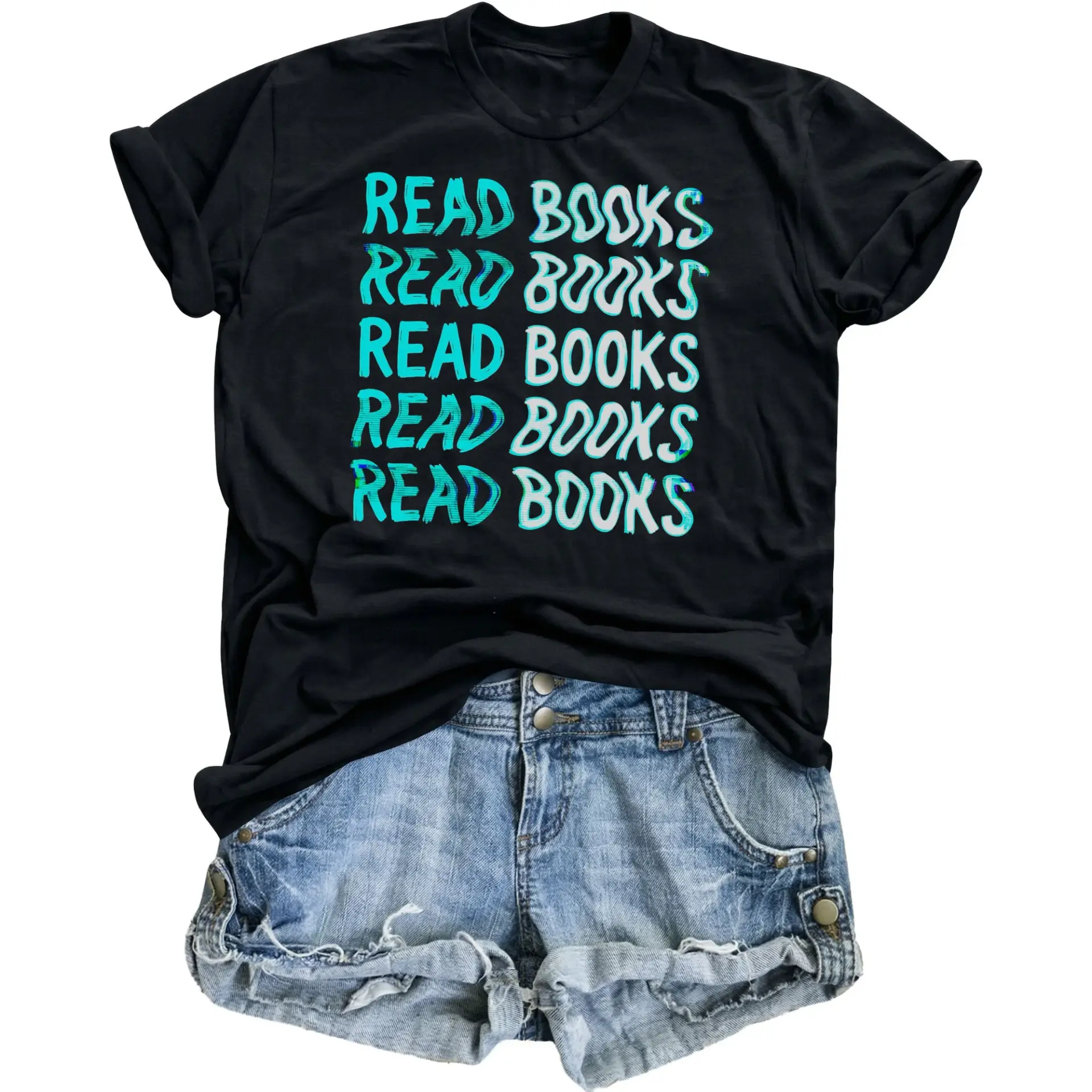 Graphic Tee Read Books Unisex Shirt Retro Style Typography Print Comfortable Everyday Casual Cotton Blend Apparel