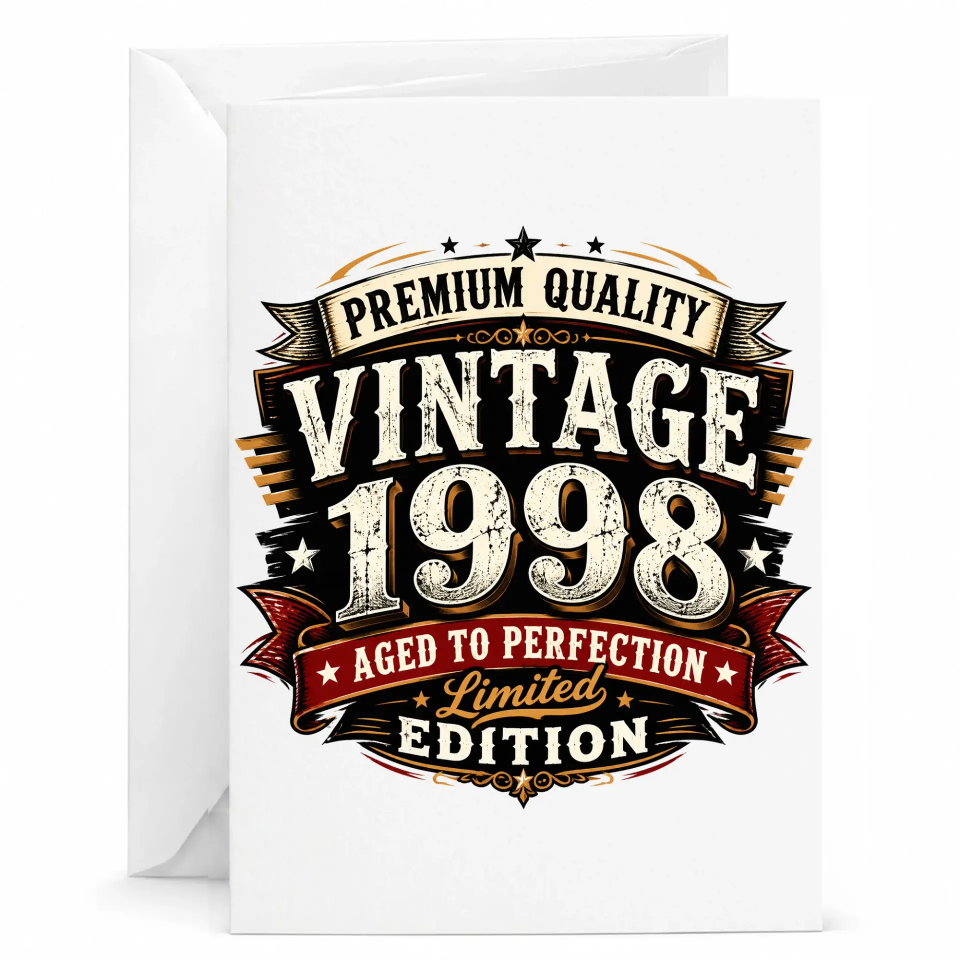 Birthday Card Vintage 1998 Aged to Perfection Premium Greeting Card for Milestone Celebrations 5x7 Inches