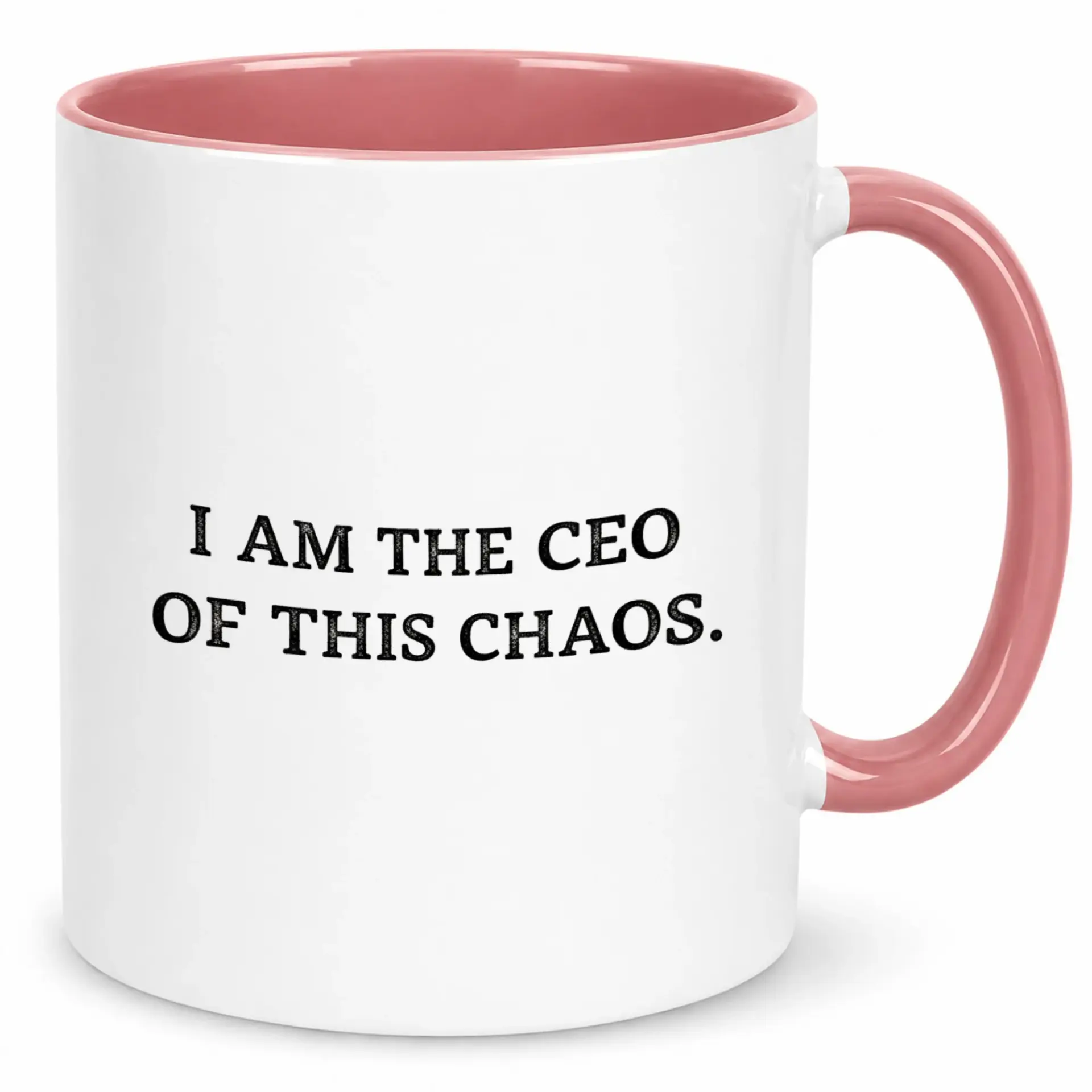 Funny Office Ceramic Coffee Mug Humorous "i Am the Ceo of This Chaos" White and Pink Tea Cup Unique Gift for Boss Coworker Manager