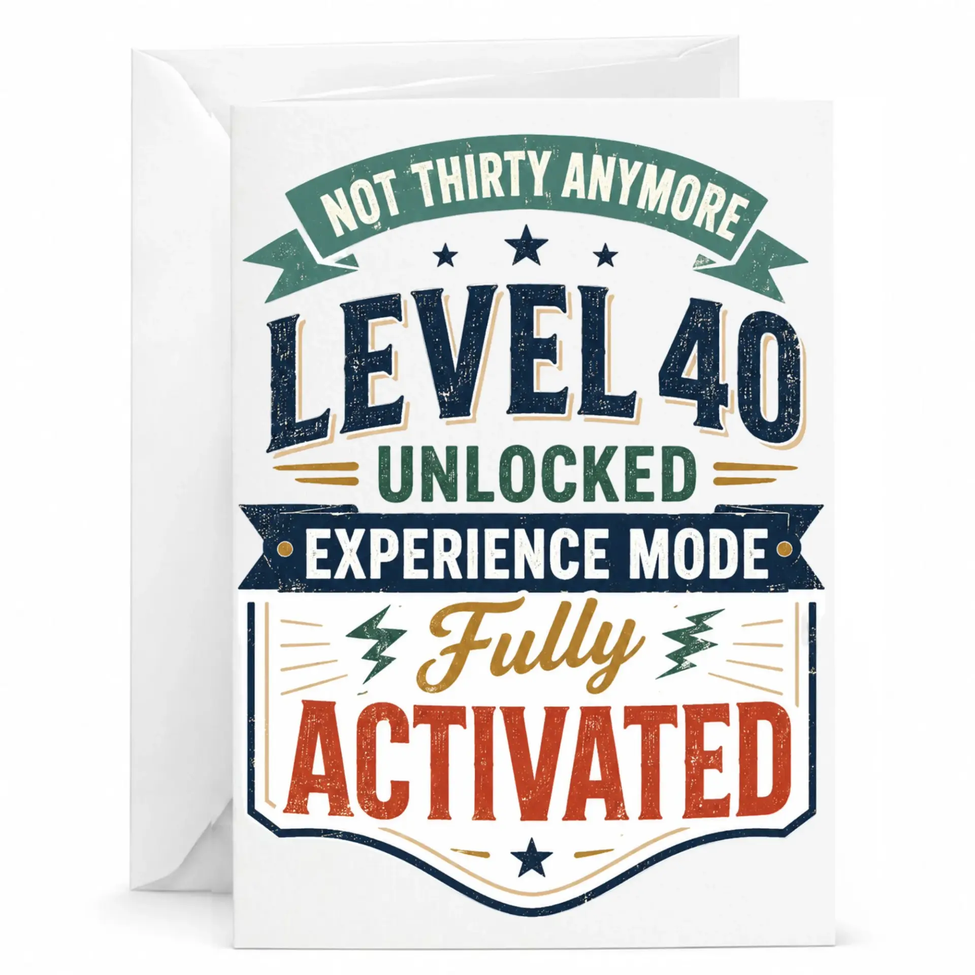 Birthday Card for 40th 40 Unlocked Funny Greeting with Matching White Envelope Milestone