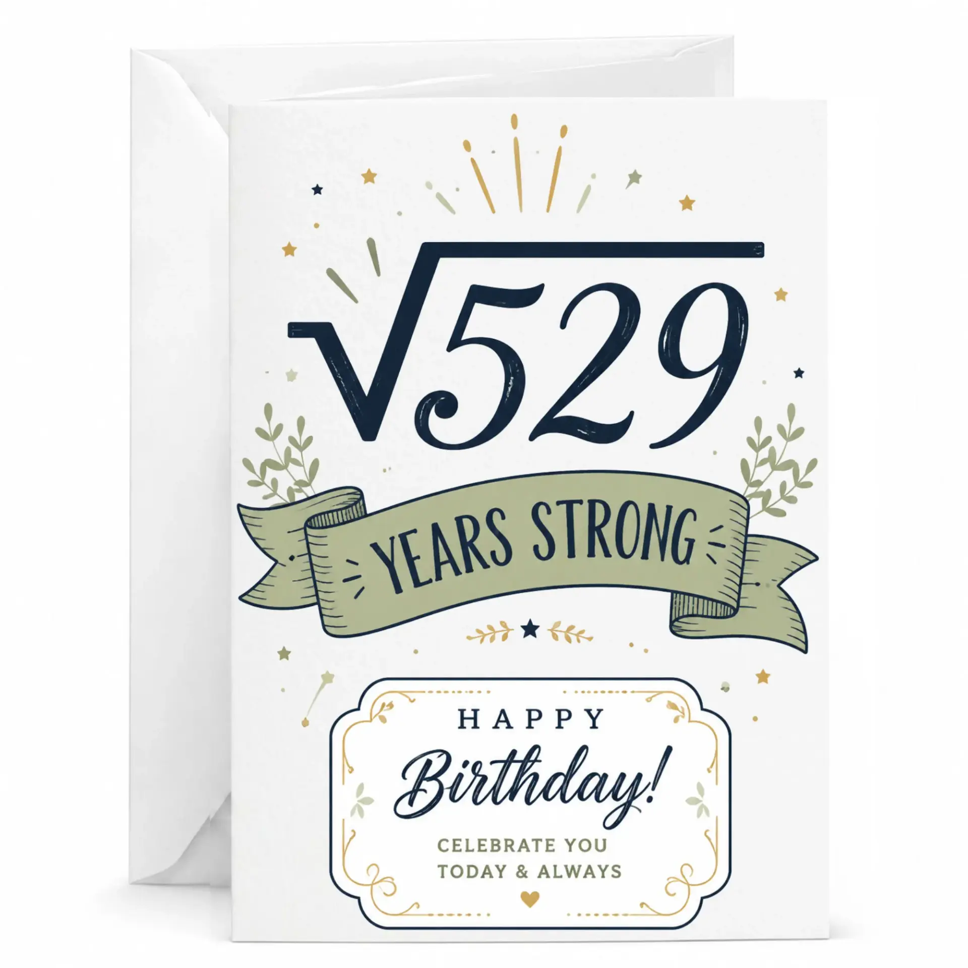 Birthday Card for Math Enthusiast Square Root Design Funny Greeting Card Featuring Academic Humor for Any Special Occasion