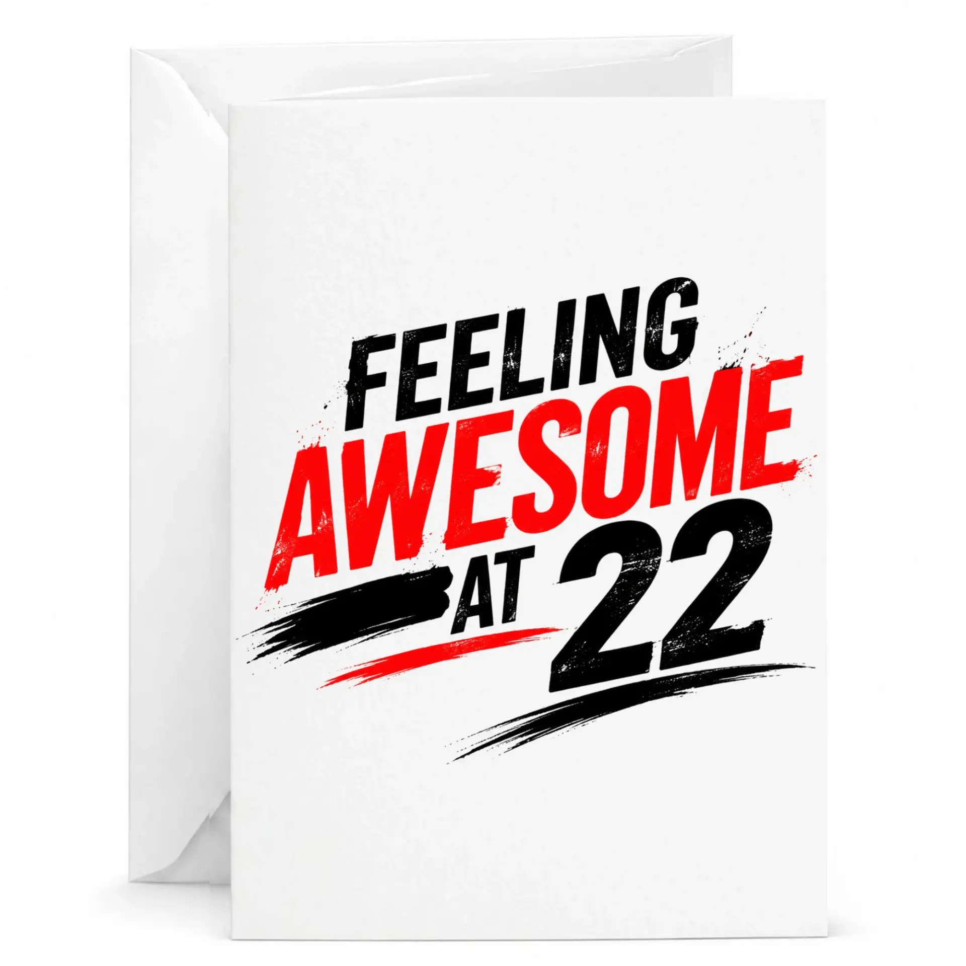 Birthday Card Feeling Awesome at 22 Modern Typography Greeting Card for Milestone Birthday Celebrations and Parties