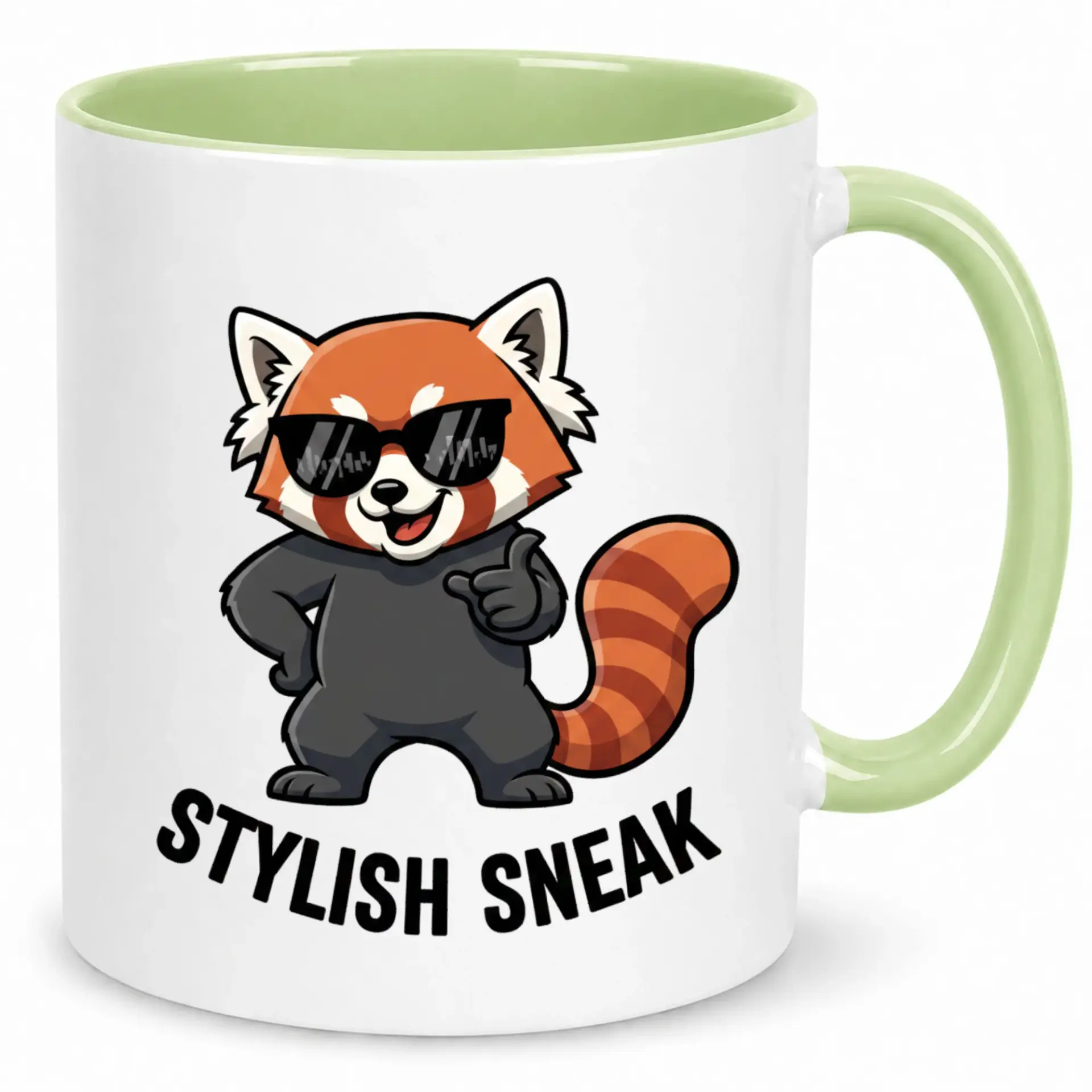 Funny Red Panda Coffee Mug with Sunglasses and Thumbs up Gesture, Unique Ceramic Drinkware for Home or Office Kitchen Gift