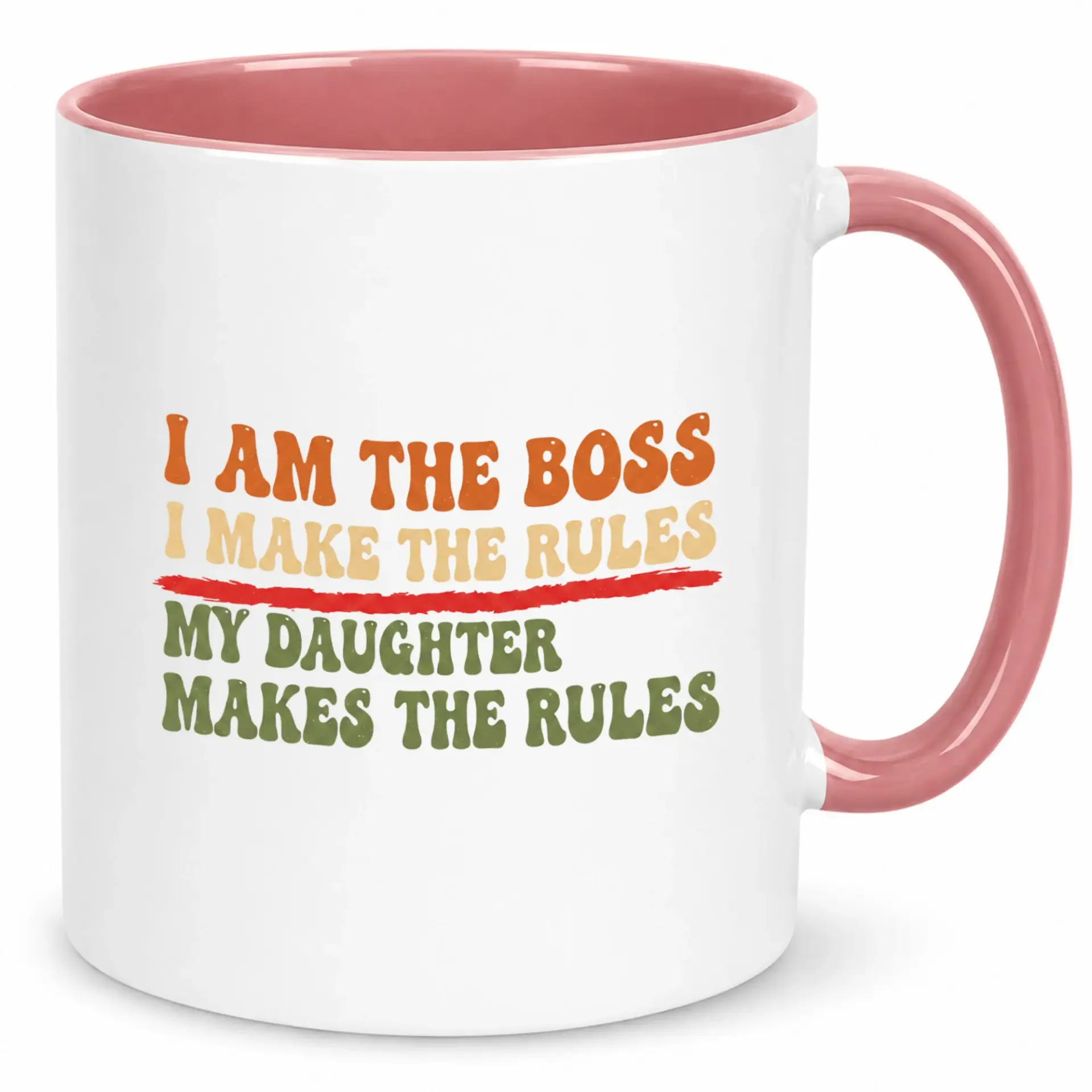 Funny Daughter Rules Coffee Mug Humorous Parent and Child Ceramic Cup with Sarcastic Text Design for Moms Dads
