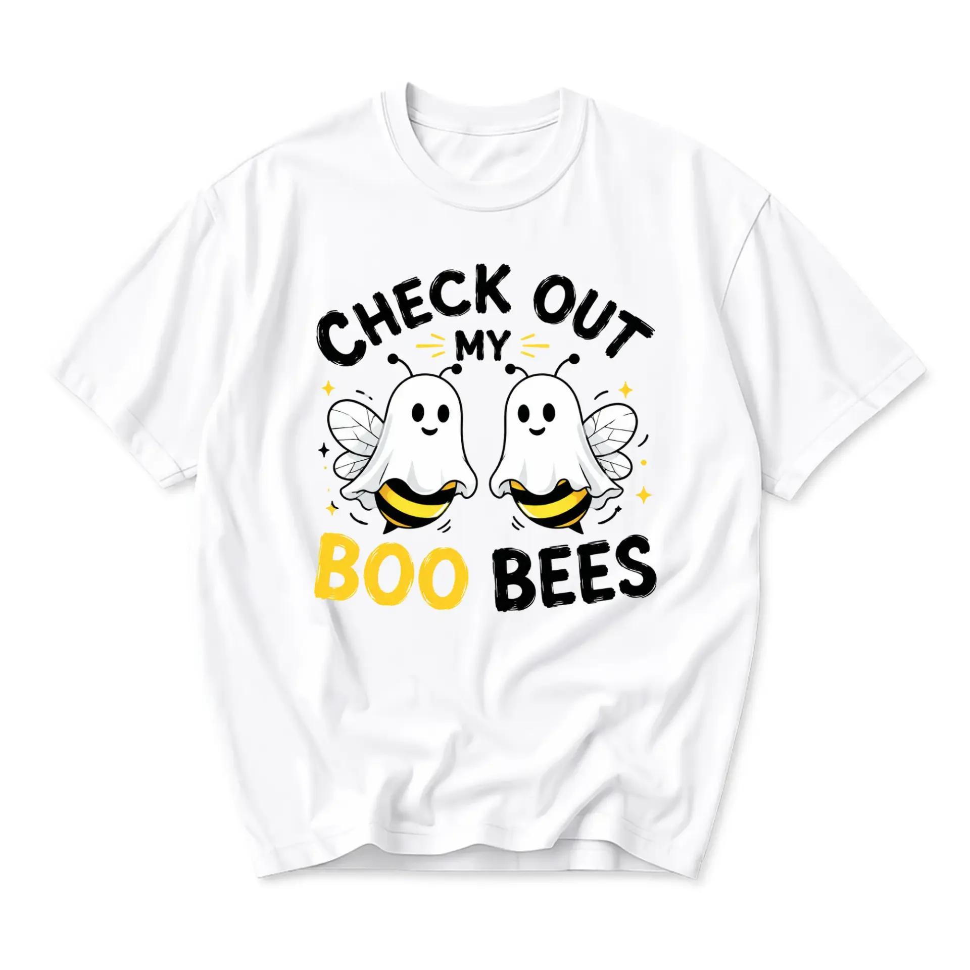 Funny Shirt Boo Bees Graphic Tee Unisex Crew Neck Short Sleeve Casual Cotton Blend Apparel for Seasonal Humor Expression