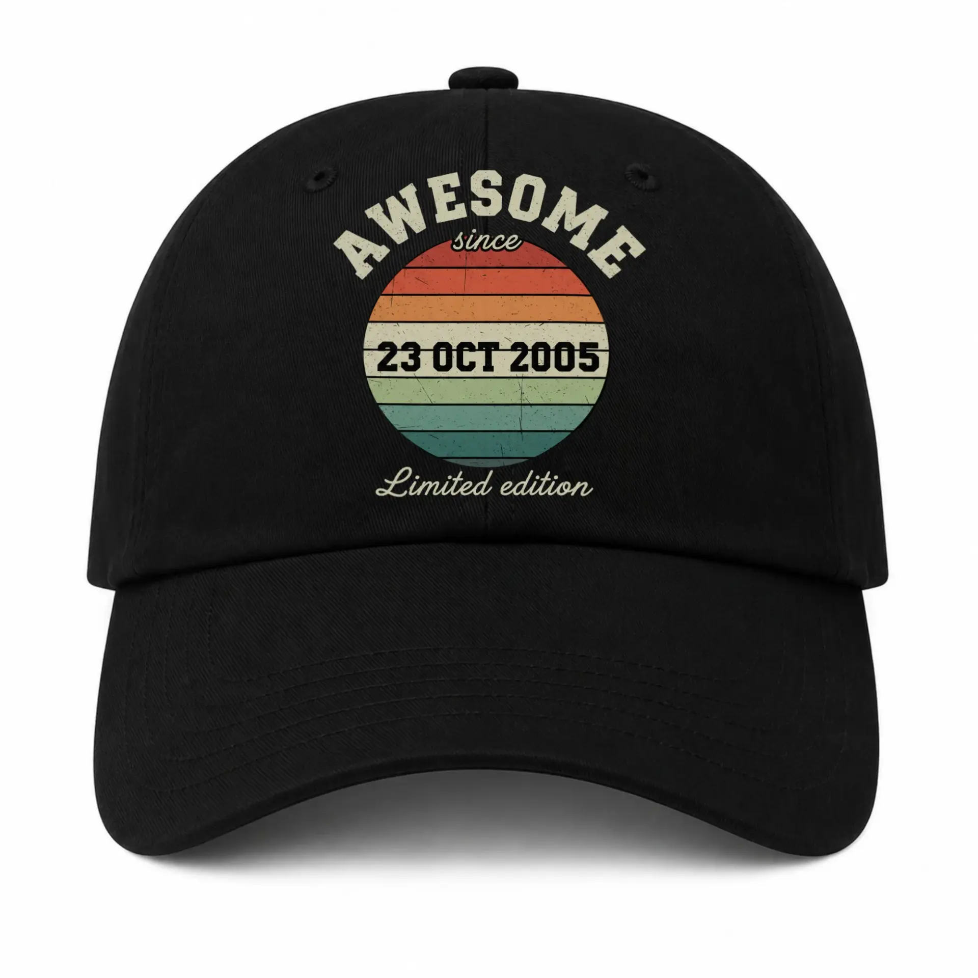 Baseball Cap Awesome Since October 2005 Retro Sunset Graphic Hat