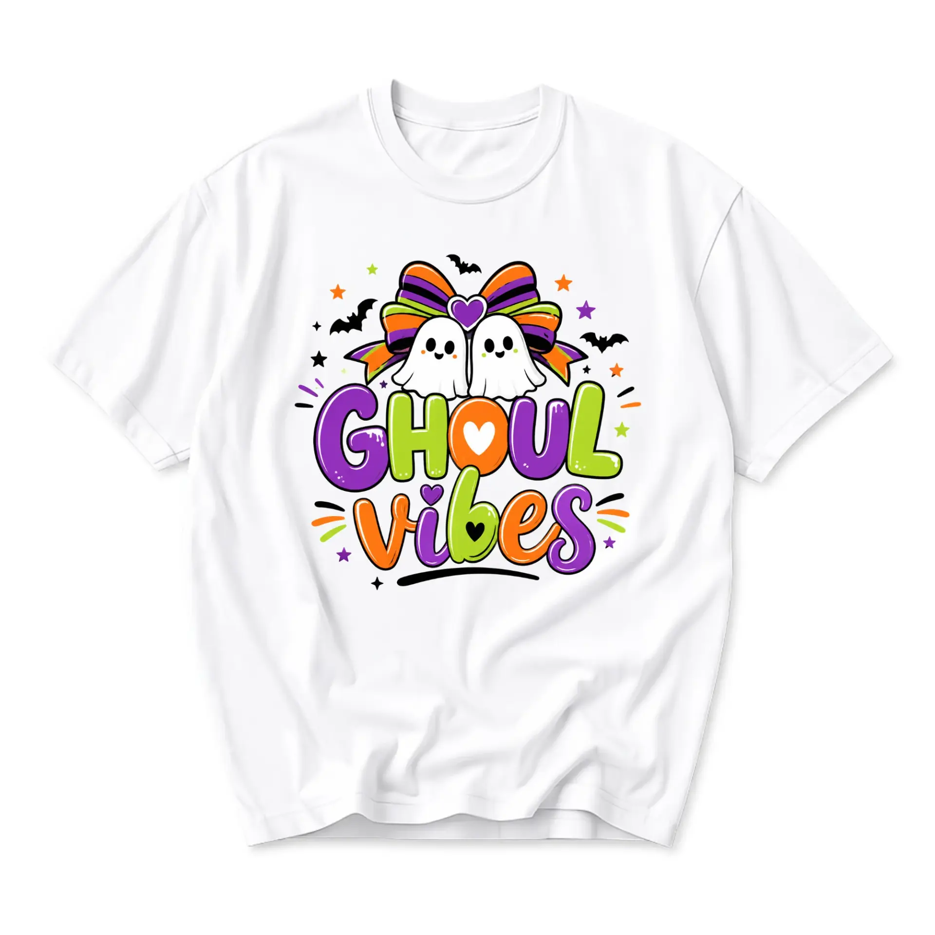 Graphic Tee Ghoul Vibes T-Shirt for Halloween Holiday Fun Retro Style Unisex Crew Neck Short Sleeve Casual Apparel