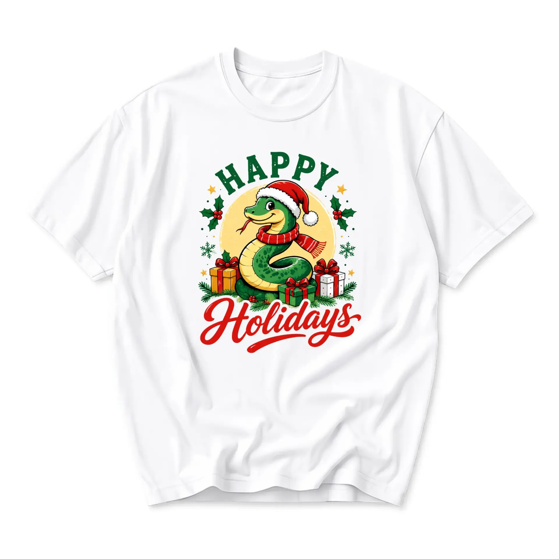 Funny Shirt Happy Holidays Christmas Graphic Tee for Casual Wear and Festive Seasonal Outfits Unisex Crew Neck