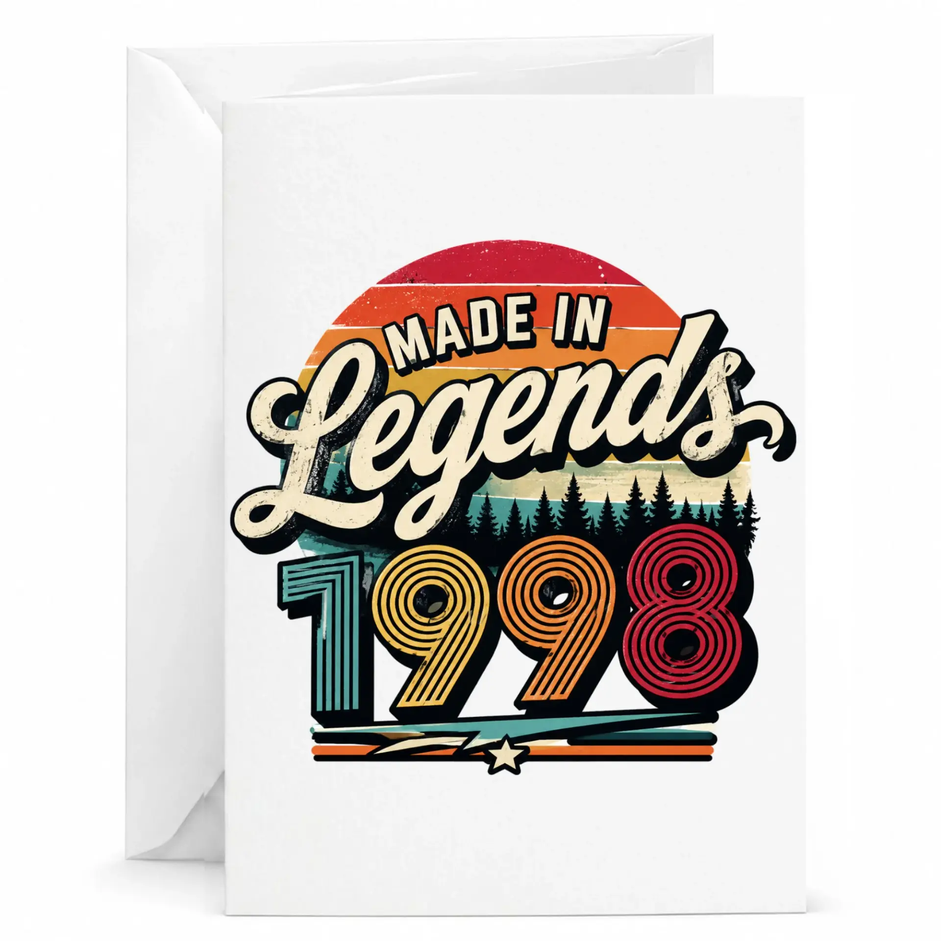 Birthday Card Made in 1998 Legends Vintage Retro Style Graphic Greeting Card for Milestone Celebrations 5x7 Inches